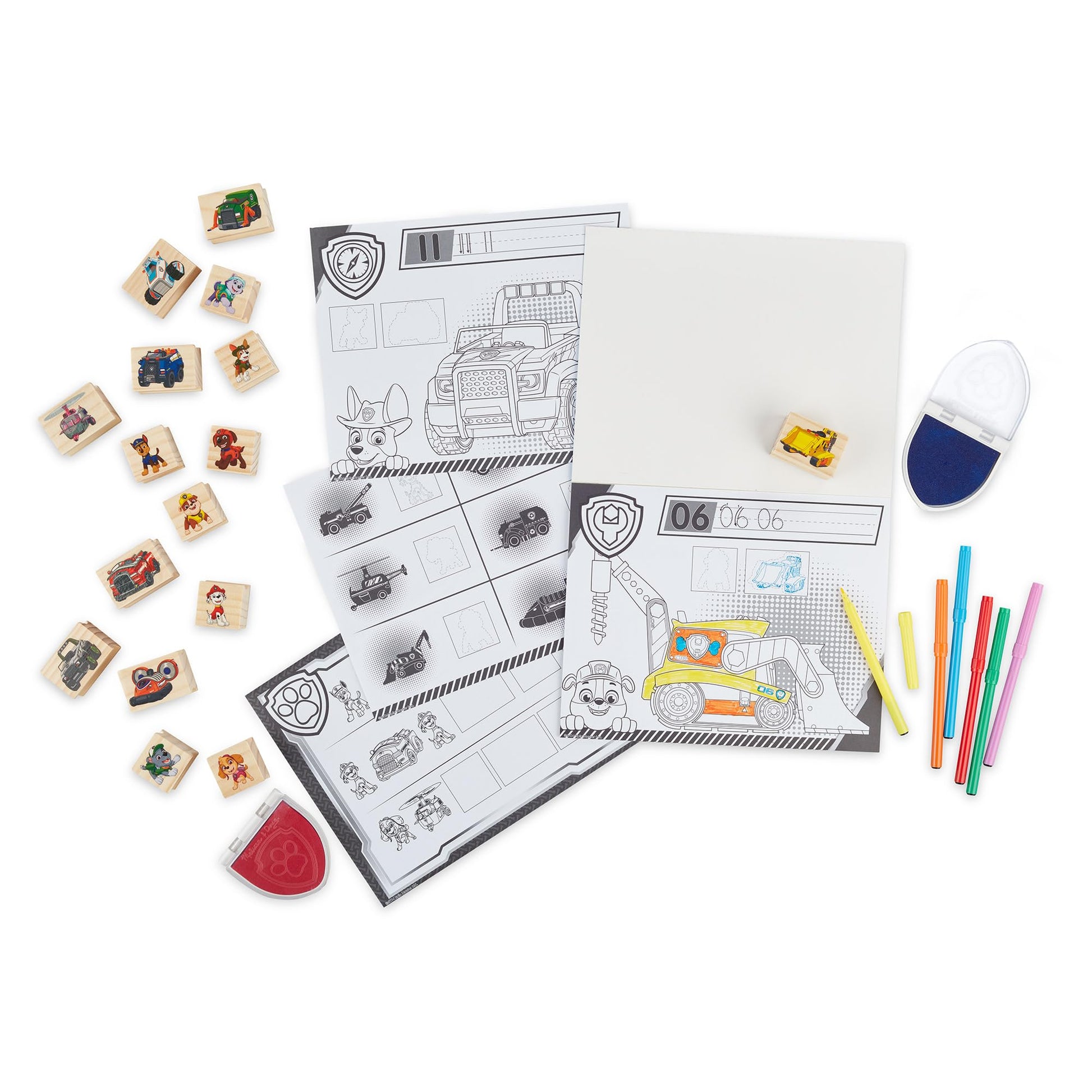 Melissa & Doug PAW Patrol Wooden Stamps Activity Set with Markers, Activity Pad (25 Pieces)