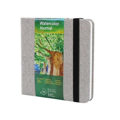tumuarta Square Watercolor Journal, 5.5x5.5”, 140 LB, 300 GSM, Cotton Paper, Cold Press, 24 Sheets, 48 Pages, Watercolor Paper SketchBooks for Use As