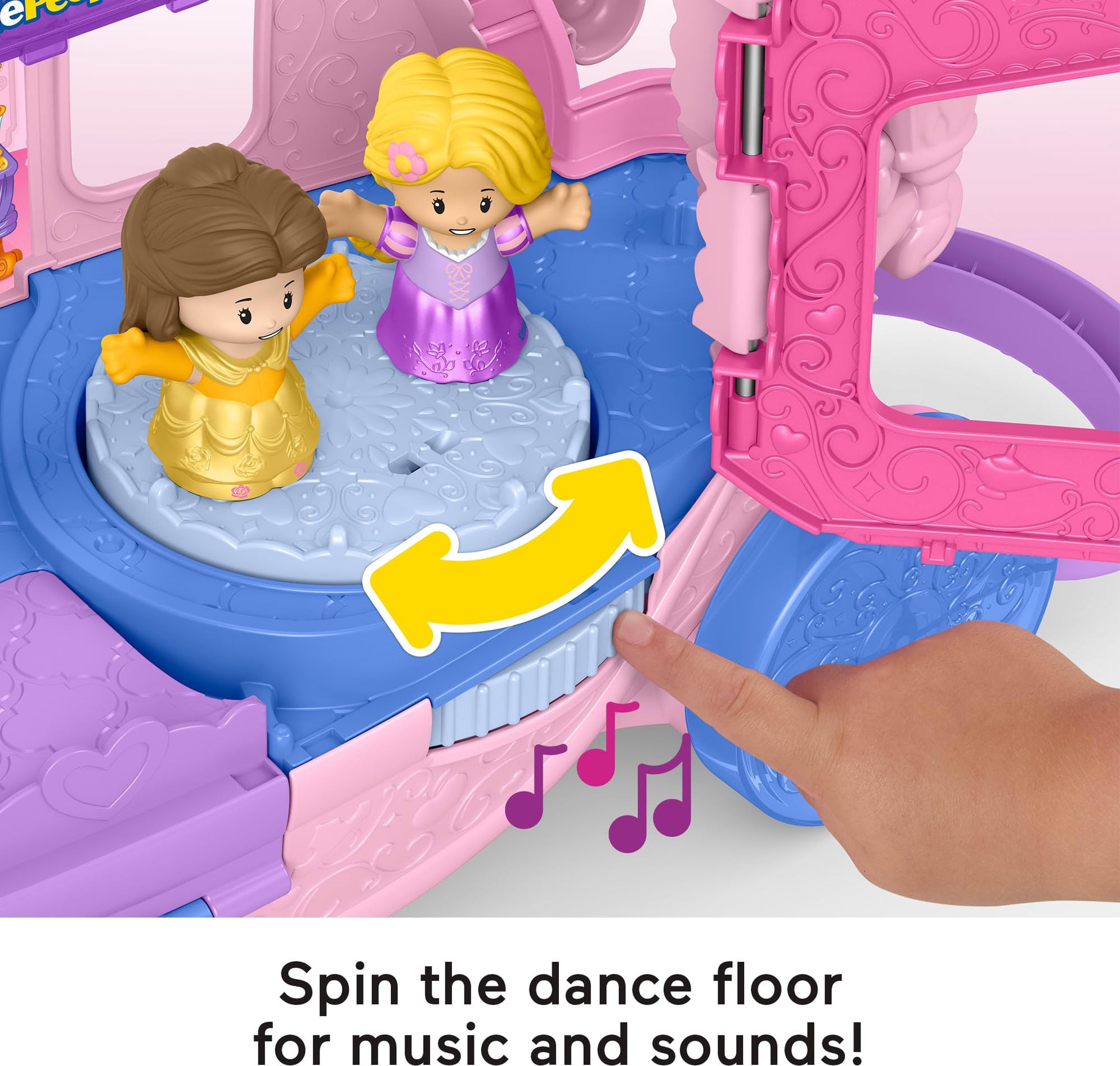 Fisher-Price Little People Toddler Toy Disney Princess Pull-Along Musical Carriage Playset with Figures for Pretend Play Kids Ages 18+ Months