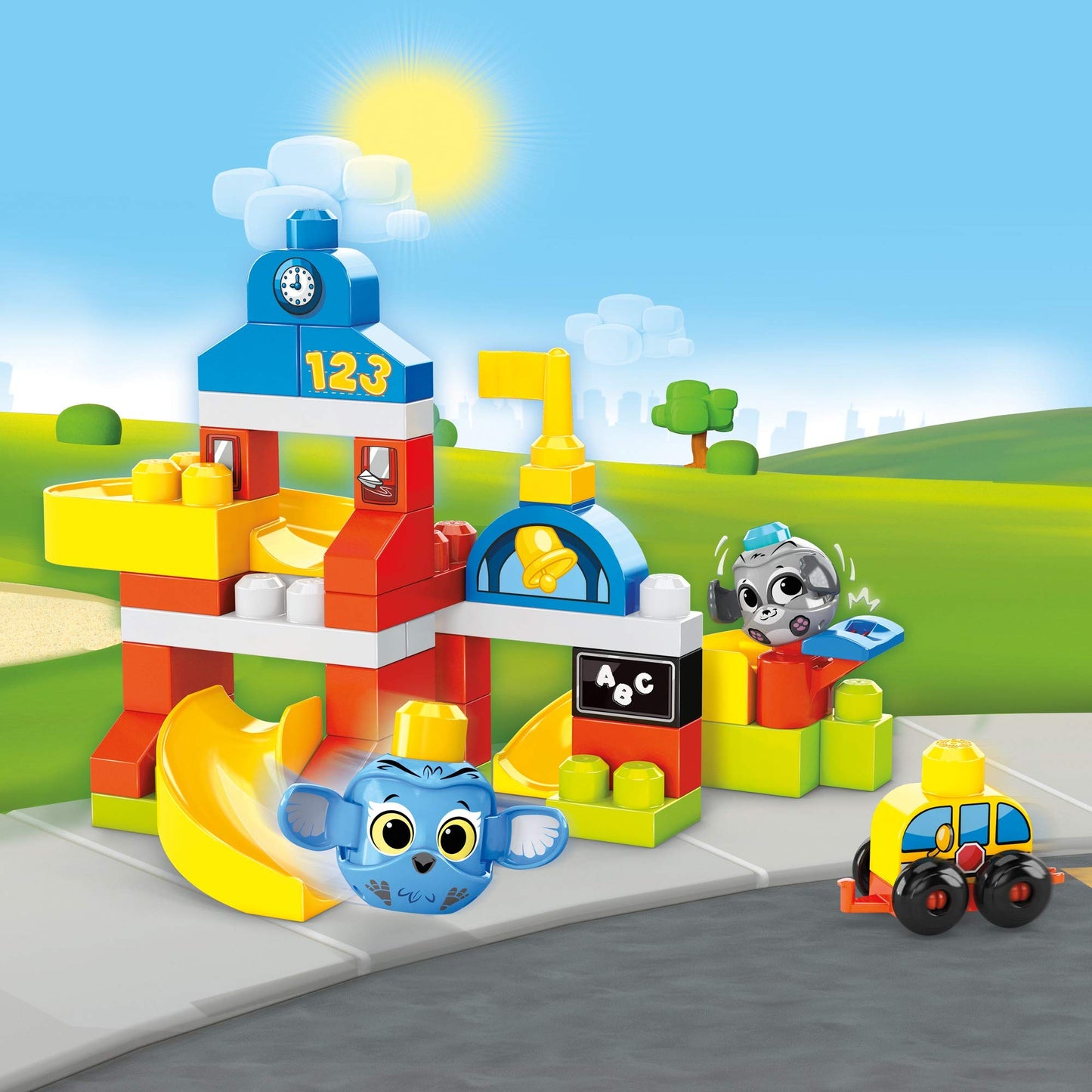 Mega Bloks Peek A Blocks Schoolhouse with Big Building Blocks, Building Toys for Toddlers (42 Pieces)