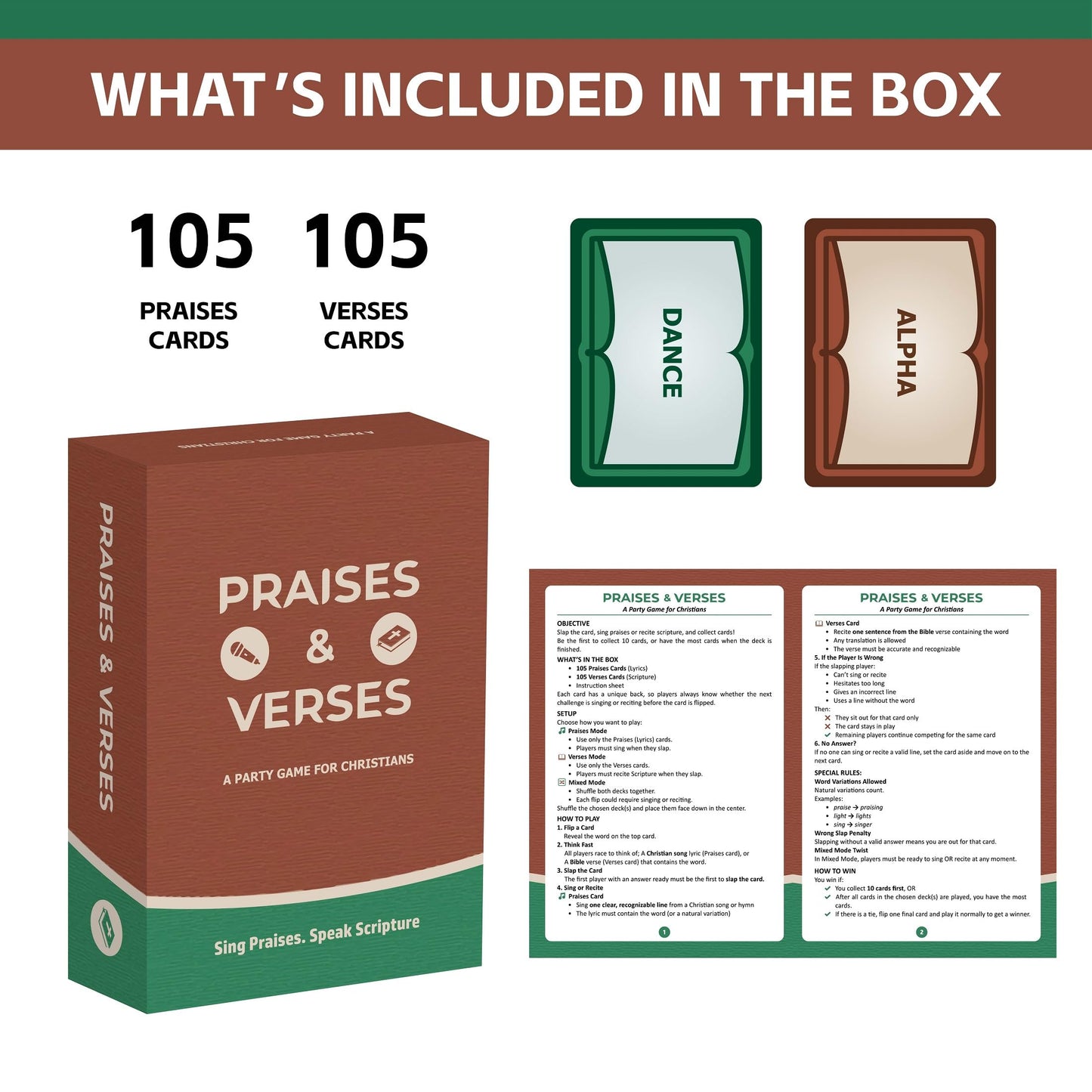 Plearn Pieces Praises & Verses - Christian Slap, Sing & Recite Game | Bible Verse & Christian Music Party Game | Fun Family, Church & Youth Group Game