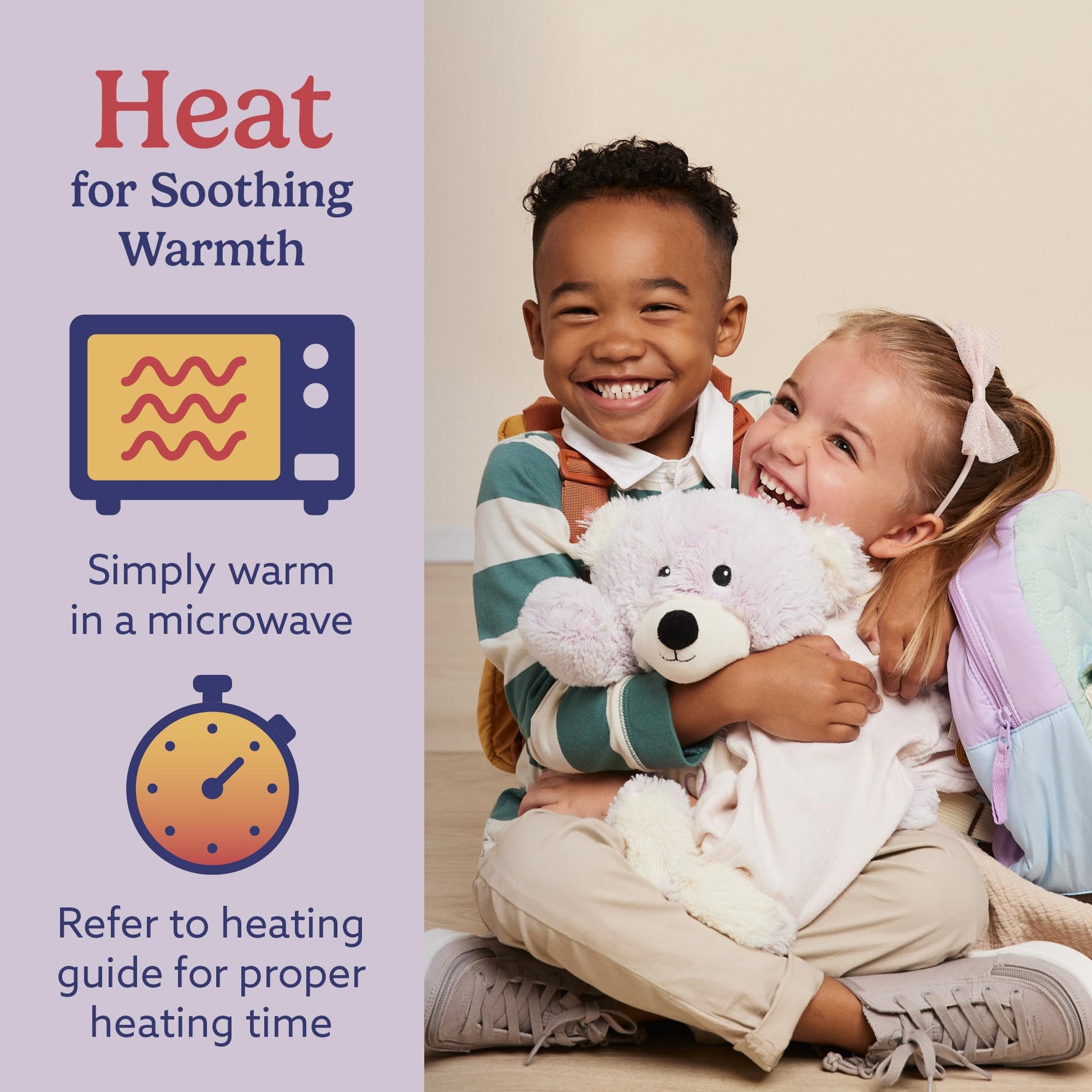 warmies Microwavable & Weighted Stuffed Animals, Love Bear - Heated Stuffed Animal Plushie for Warmth & Comfort - Cute Soft Plush Toys for Adults