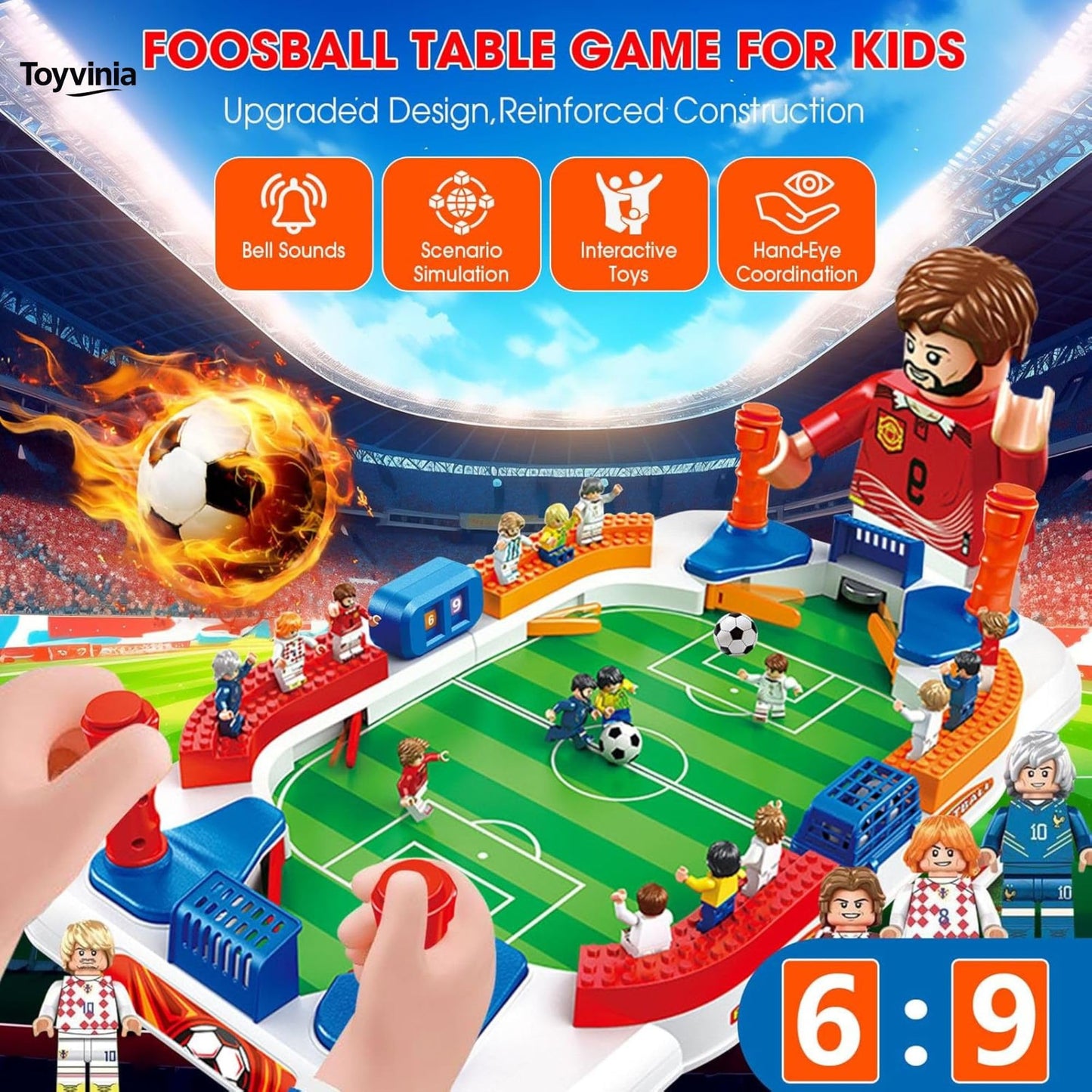 TOYVINIA Mini Foosball Soccer Board Game for Kids Indoor Family Fun Toy