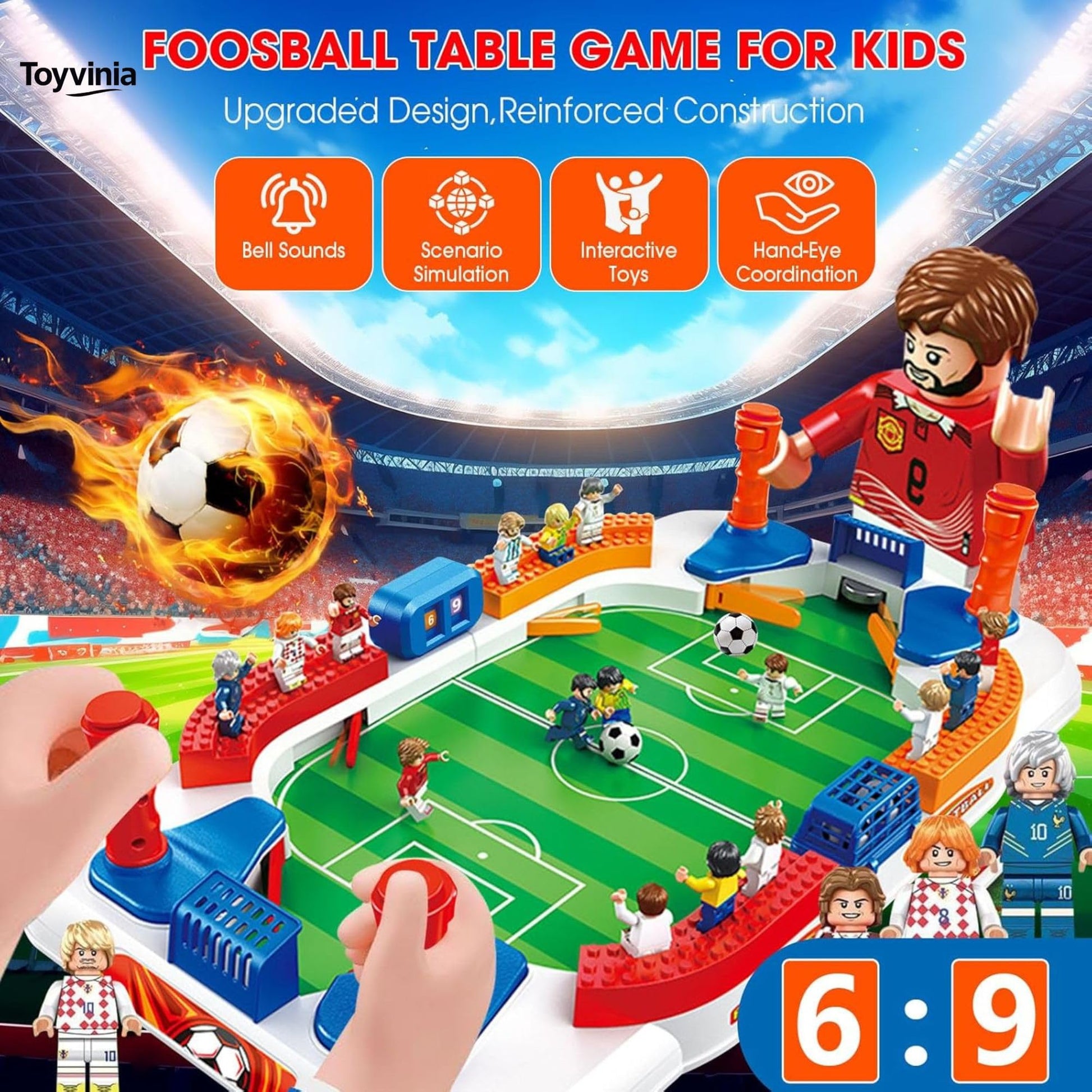 TOYVINIA Mini Foosball Soccer Board Game for Kids Indoor Family Fun Toy