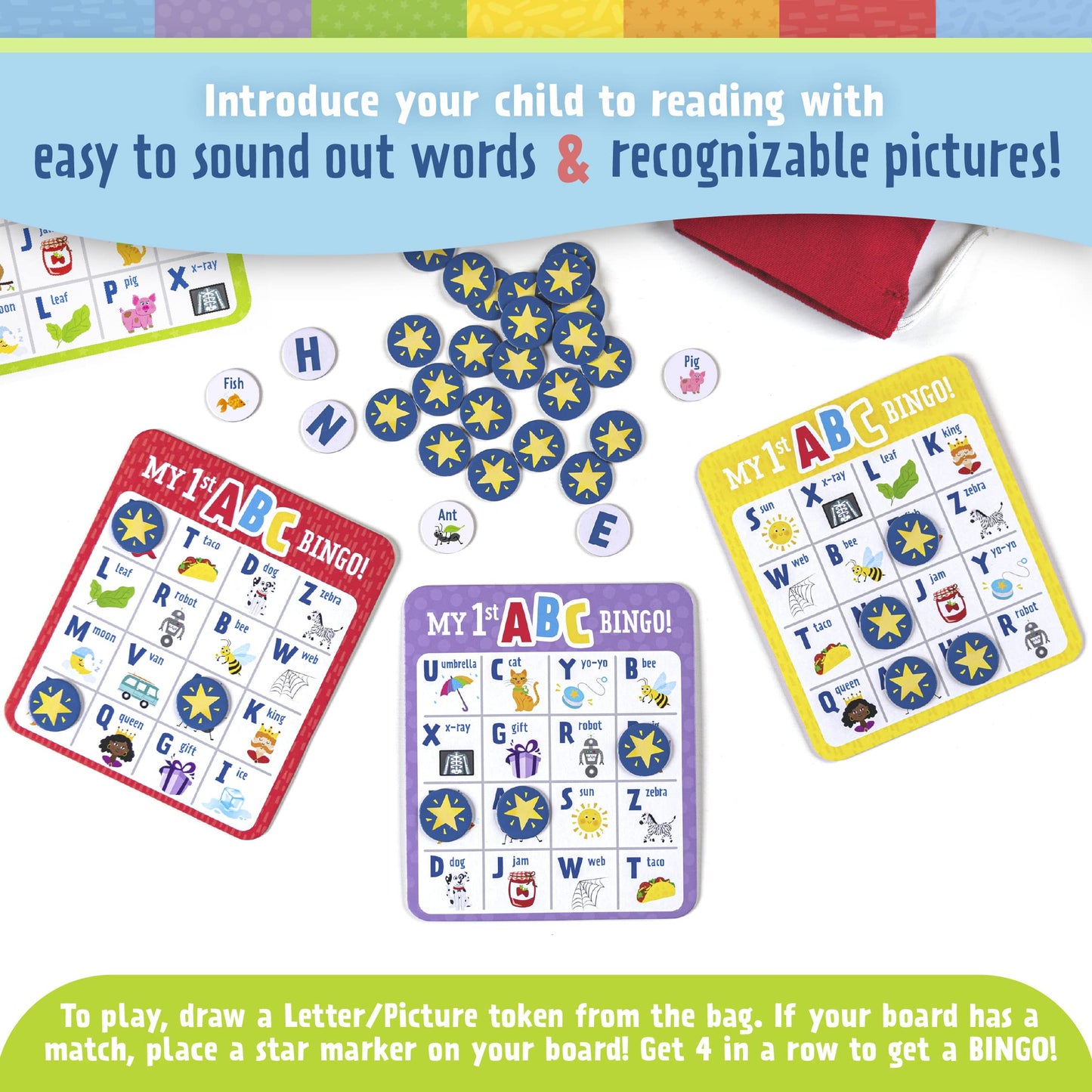 My First ABC Bingo Game: Alphabet & Sight Word Board Game for Kids Ages 4-8, Letter Recognition Phonics Learning for Preschool Kindergarten Classroom