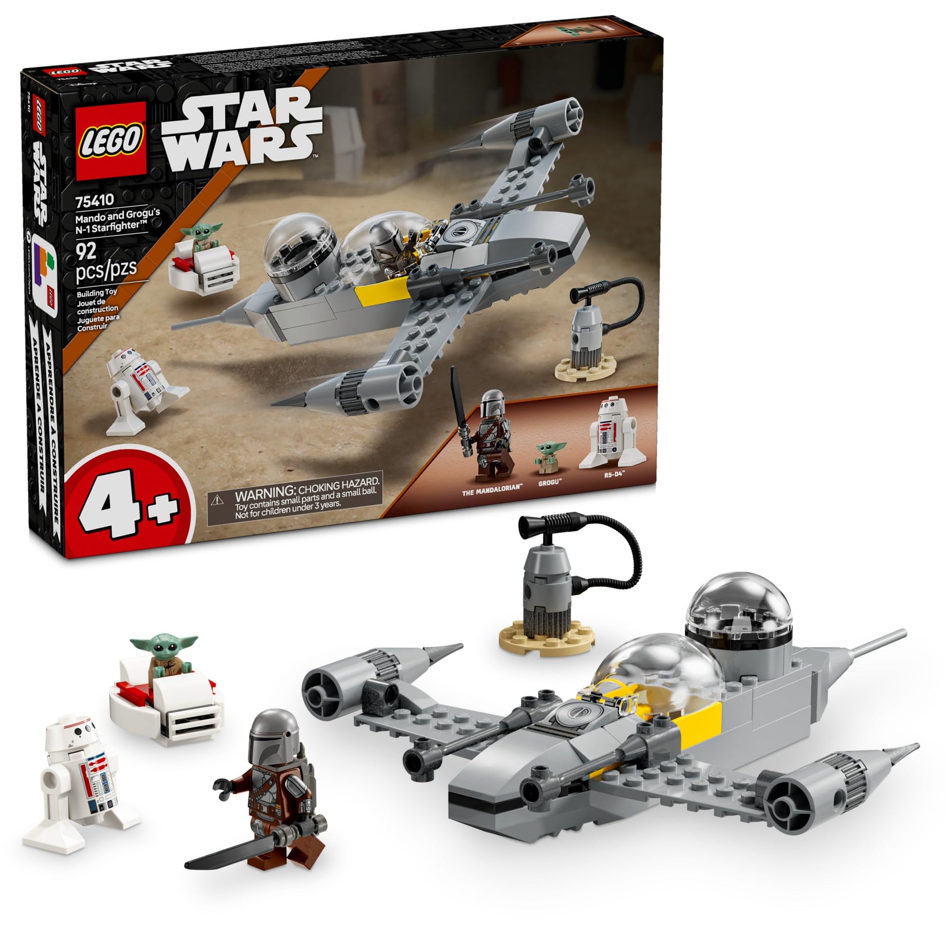 LEGO Star Wars: The Mandalorian Mando and Grogu's N-1 Starfighter Toddler Building Set - Star Wars Baby Yoda Toy for Kids, Boys & Girls, Ages 4+ -