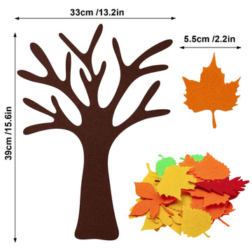 EIRMEON 2 Pack Fall Tree of Thanks Craft Kit,DIY Felt Fall Tree Board Foam with 120 Pieces Autumn Maple Leaf Stickers Self Adhesive Gifts