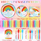 Rainbow Party Supplies, Happy Birthday Decorations for Girls & Boys -169pcs Rainbow Party Tableware Set Include 9" and 7" Party Plates and Napkins
