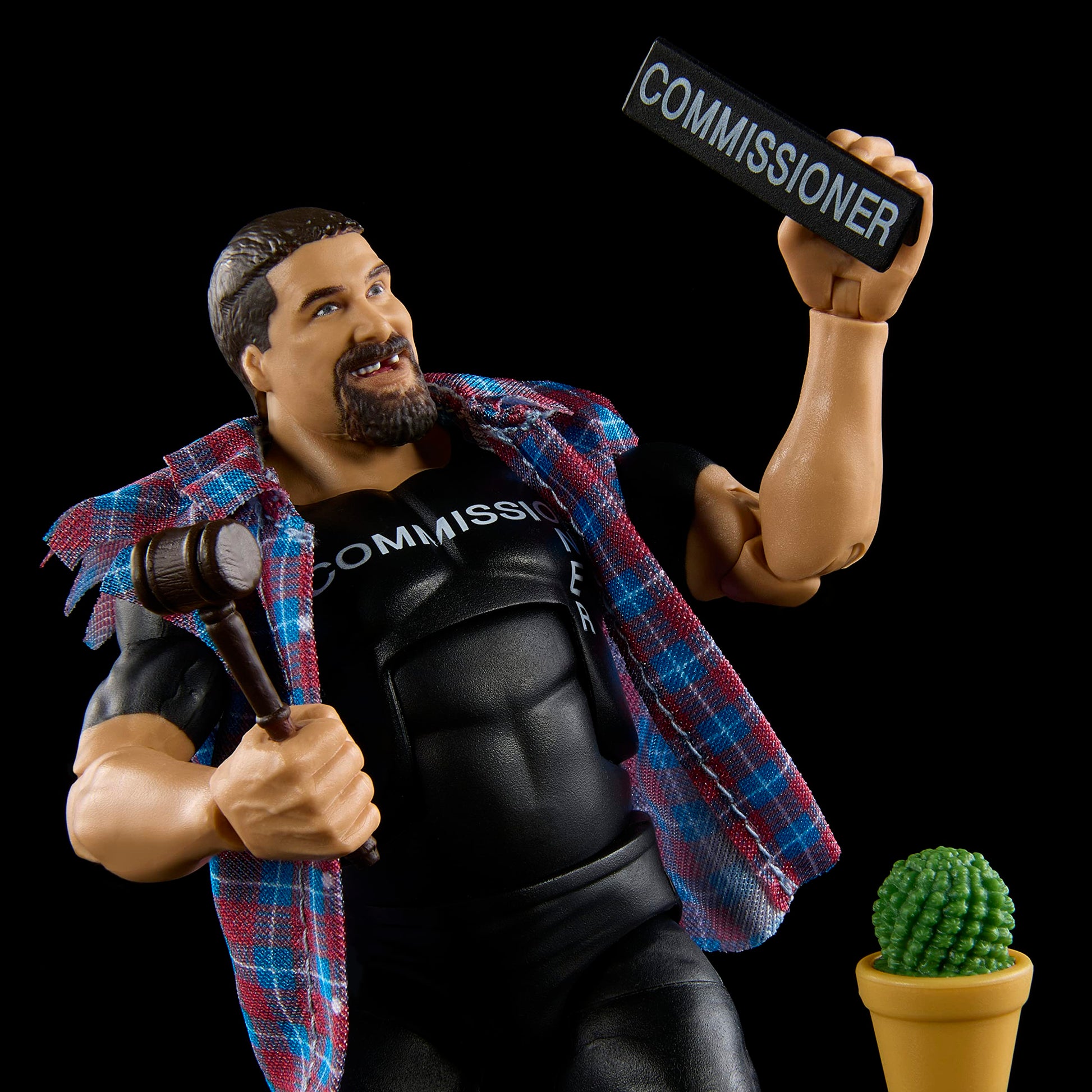 Mattel WWE Elite Collection Action Figure & Accessories, Series #102 Commissioner Foley 6-inch Collectible with 25 Articulation Points & Swappable
