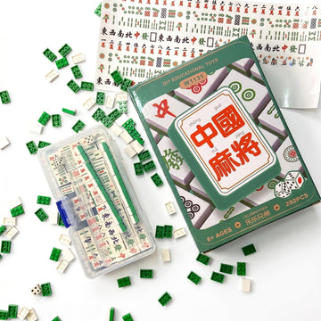Easytoday 136 Mini Engraved Mahjong Tiles -Green or White, Perfect for Home, Travel & Game Night (mini)