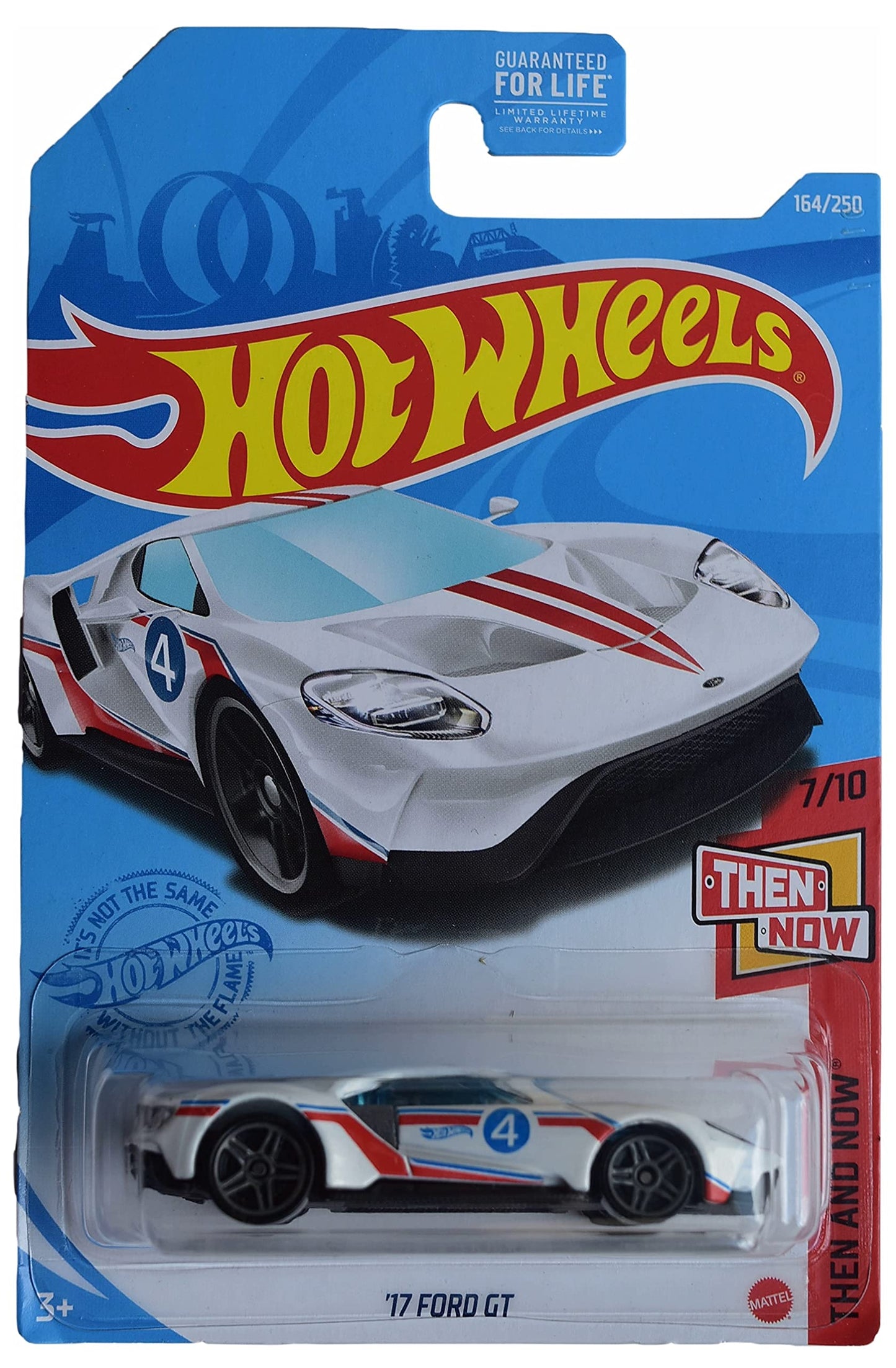 Hot Wheels 1:64 Scale Die-Cast Ford GT Car, White, 4x7x2 Inches, Ages 3+