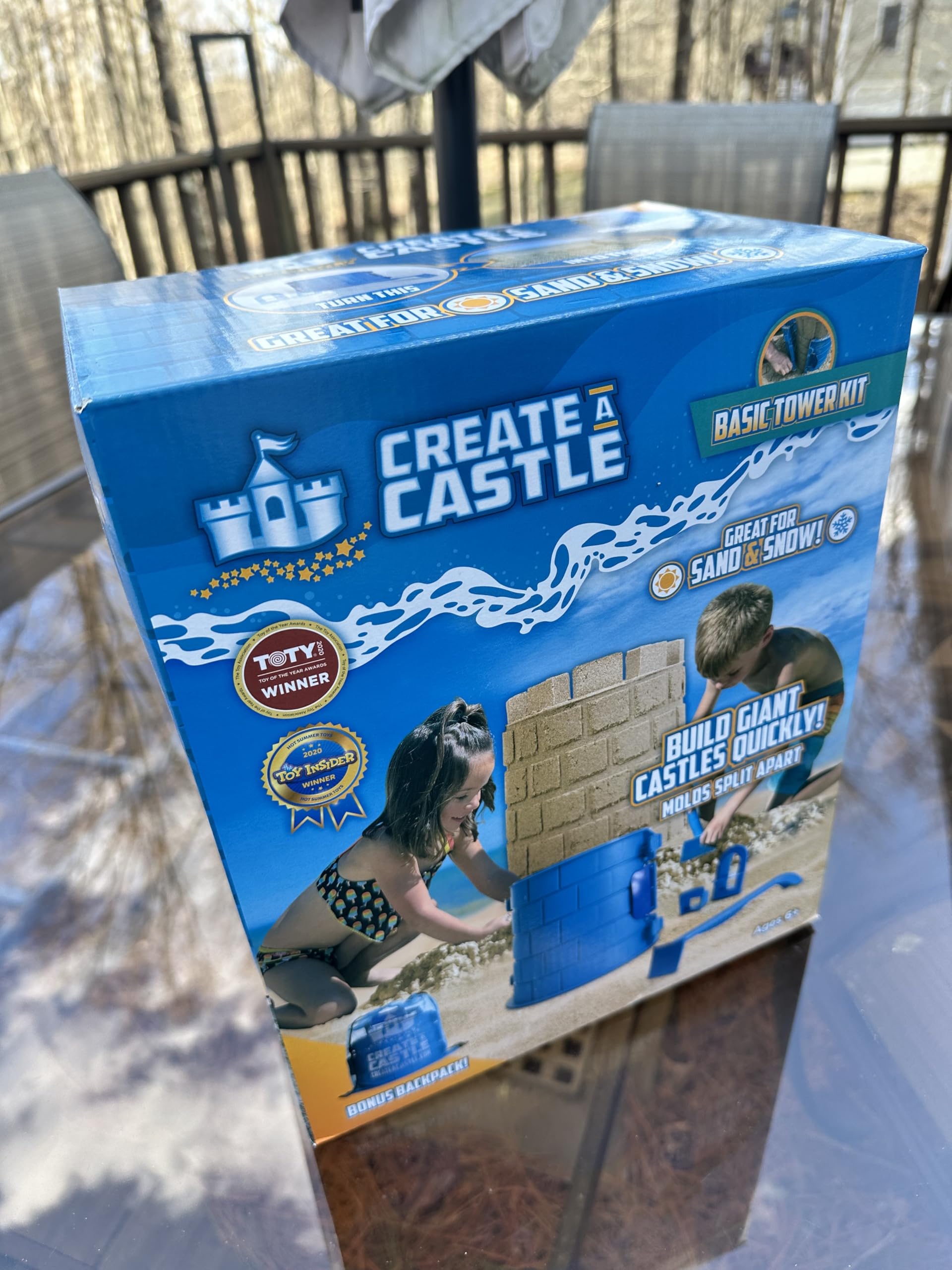 Create A Castle Sandcastle Kit as Seen on Shark Tank, 4 Piece Outdoor Beach Toy Set for Kids and Adults, Towers, Building Tools, Portable Mesh Storage
