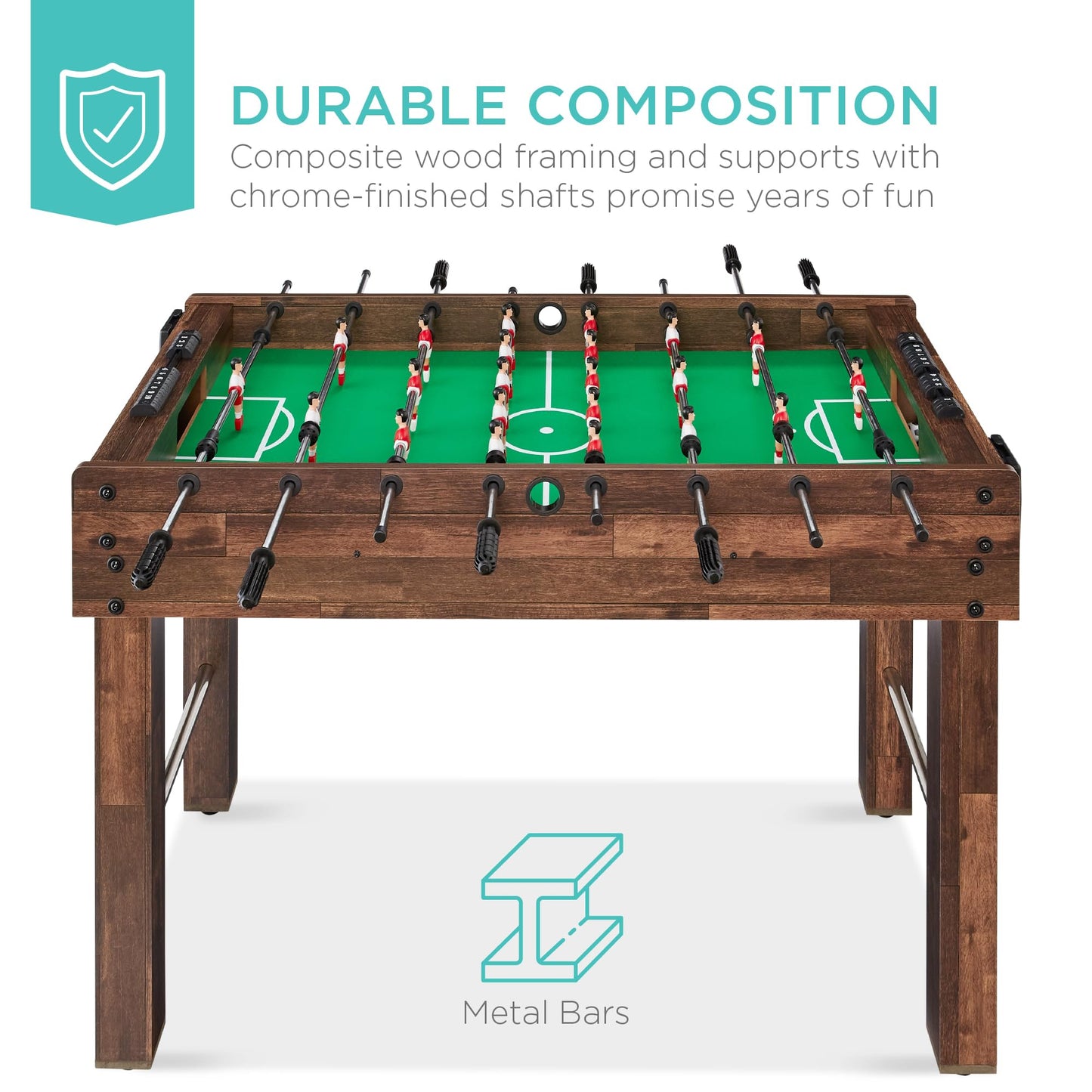 Best Choice Products 48in Foosball Table for Kids and Adults, Game Room Arcade Soccer Game Table w/ 2 Balls, 2 Cup Holders, Ergonomic Handles, Chrome