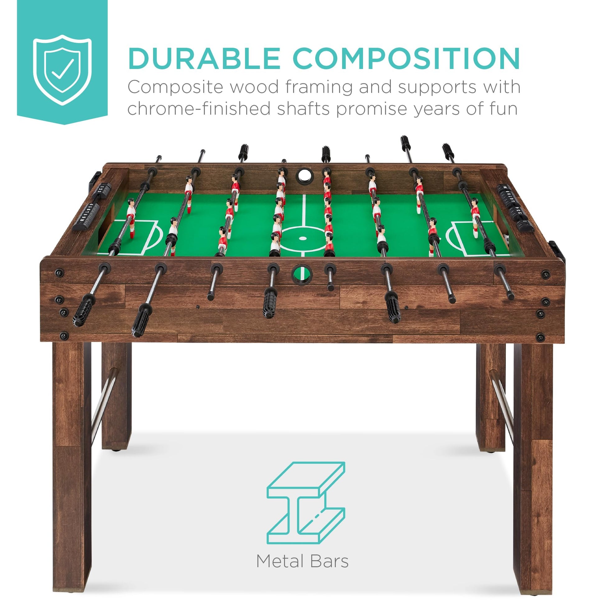 Best Choice Products 48in Foosball Table for Kids and Adults, Game Room Arcade Soccer Game Table w/ 2 Balls, 2 Cup Holders, Ergonomic Handles, Chrome