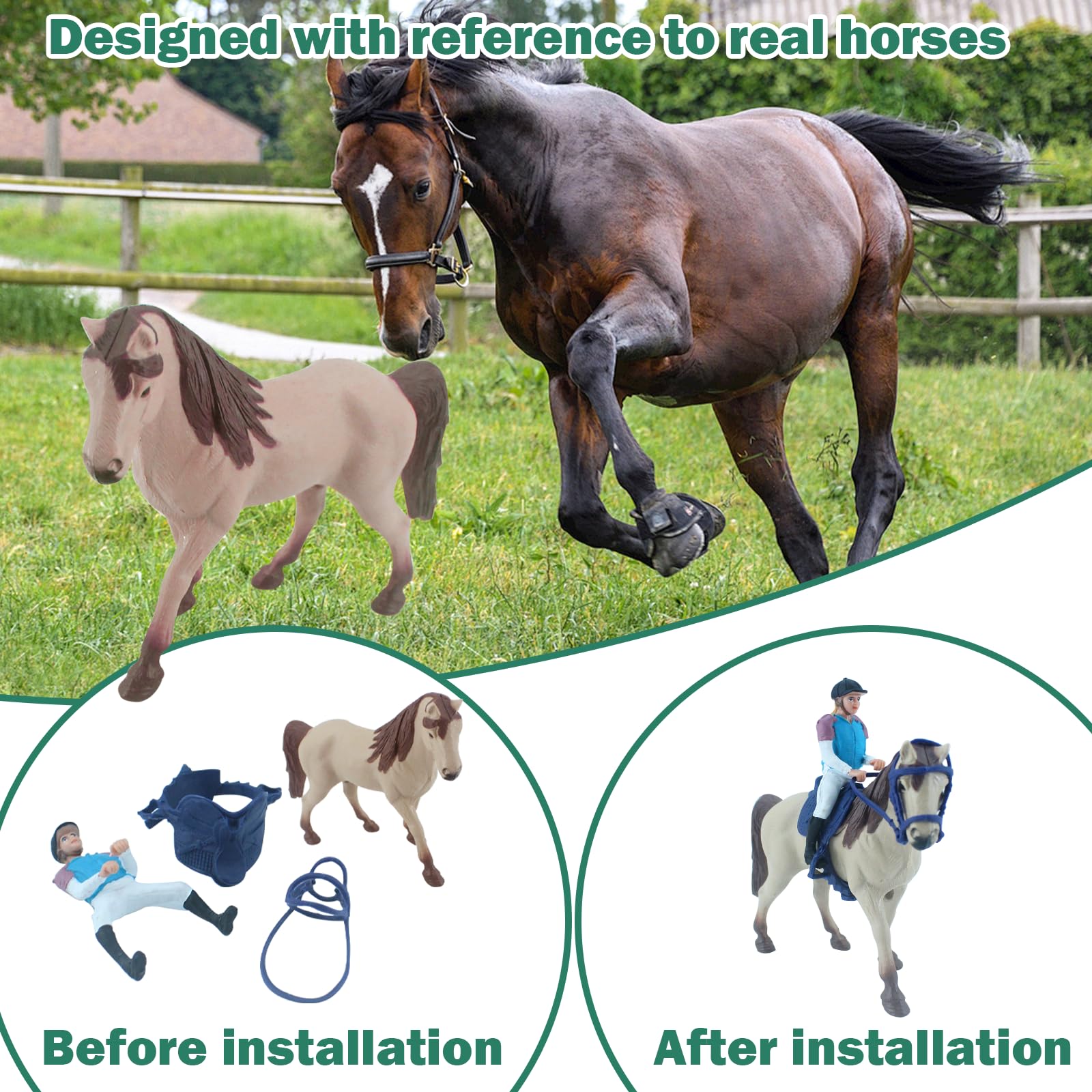 WUEURU Horse Stable Playset,Horse Toys,Horse Toys Set for Girls and Boys with Rider with 2 Horses and 2 Riders for Gift Ideas and Birthday Presents