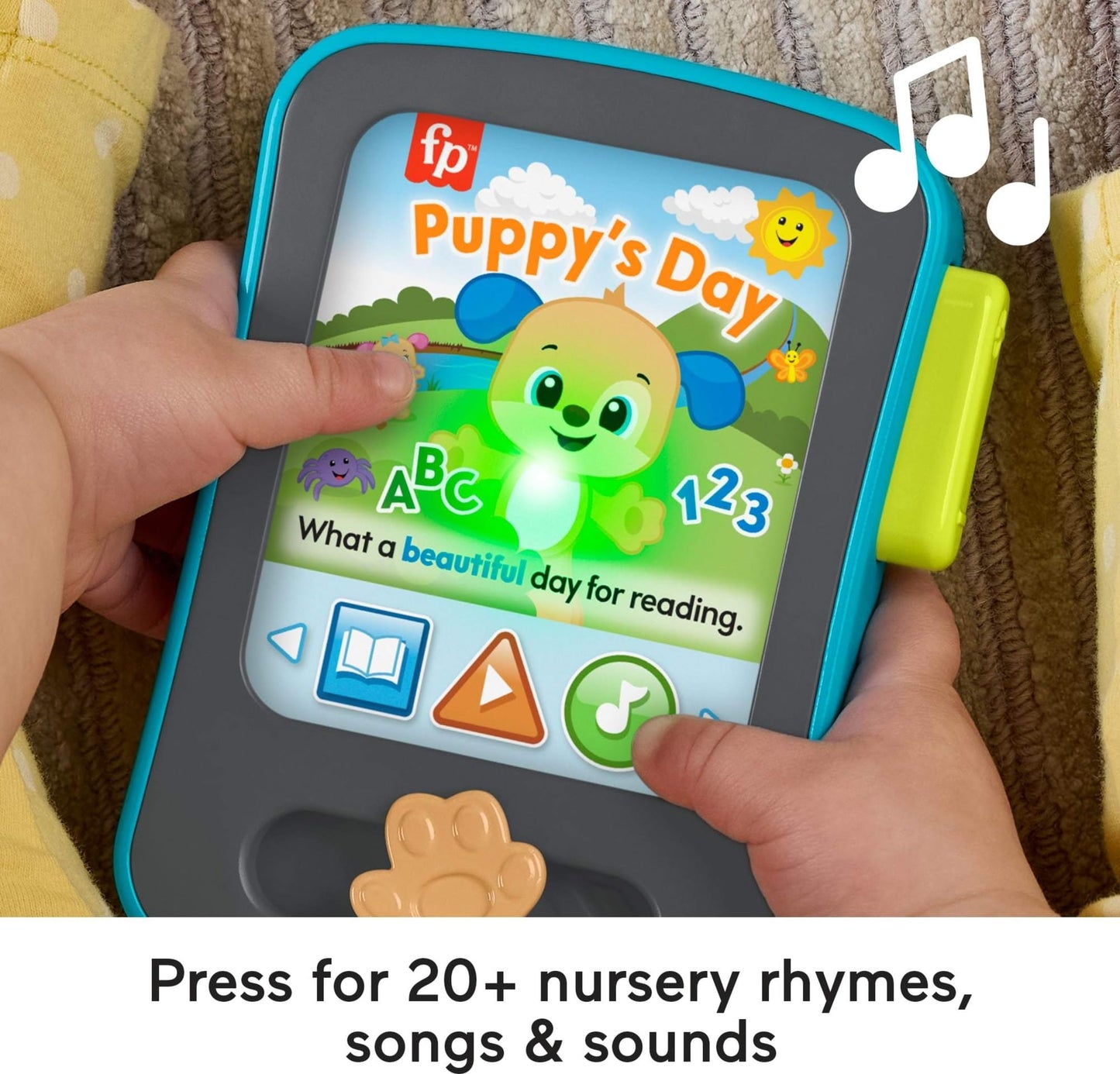 Fisher-Price Baby Learning Toy Laugh & Learn Puppy’s Storytime Reader Pretend Tablet with Music & Lights for Ages 6+ Months