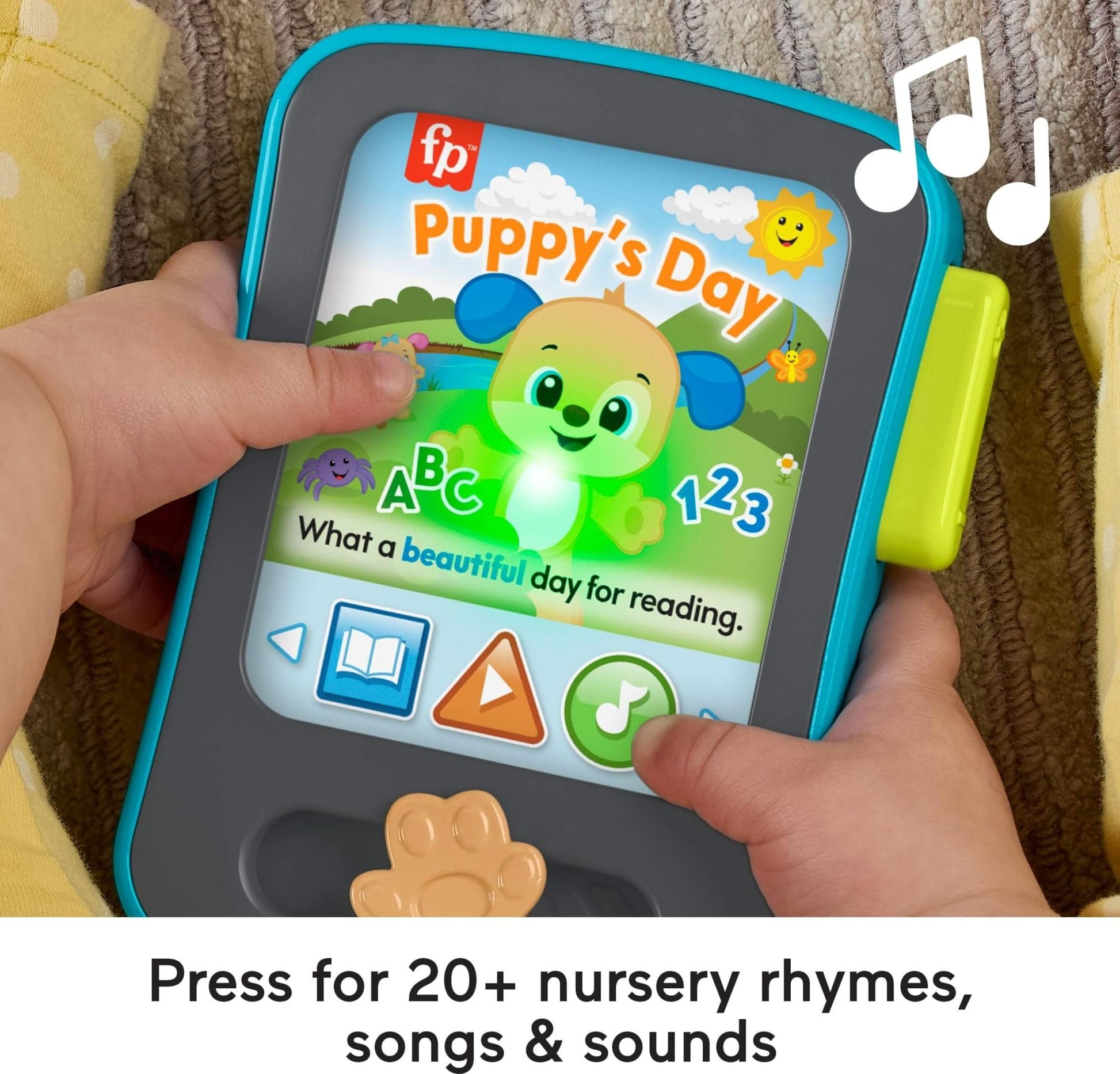 Fisher-Price Baby Learning Toy Laugh & Learn Puppy’s Storytime Reader Pretend Tablet with Music & Lights for Ages 6+ Months