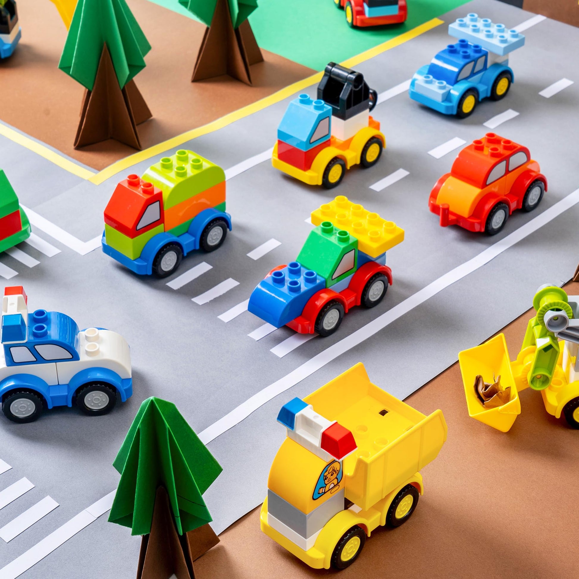 JOYIN 80Pcs Toddlers Car Building Blocks Set, 12Pcs Different Vehicles, Build Your Own Toy Cars, Compatible with Brand Name Building Bricks for Kids