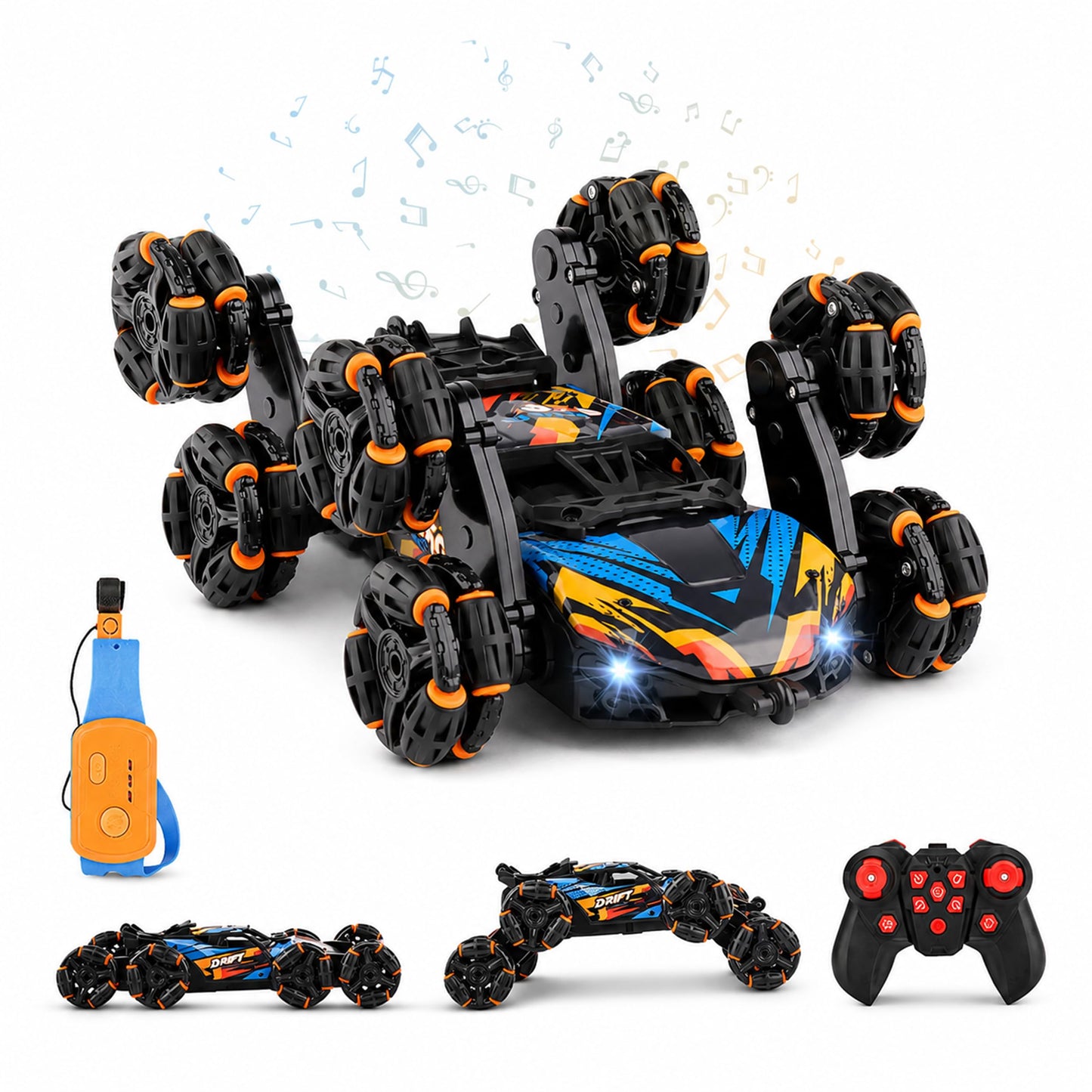 8 Wheels Hand Controlled RC Stunt Car, Gesture Sensing Car for Boys 6-12