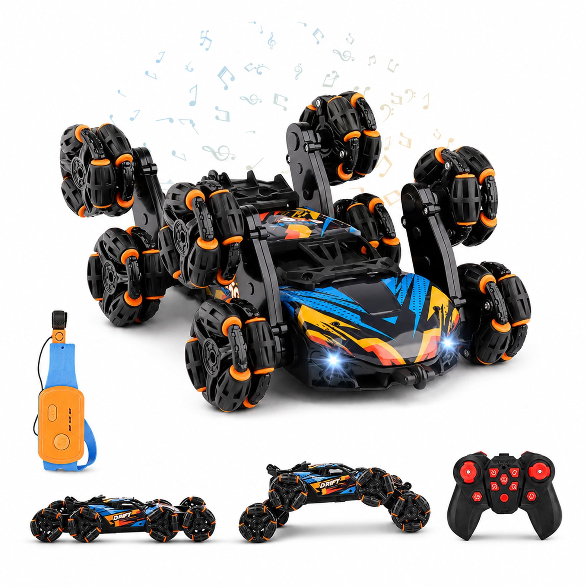 8 Wheels Hand Controlled RC Stunt Car, Gesture Sensing Car for Boys 6-12