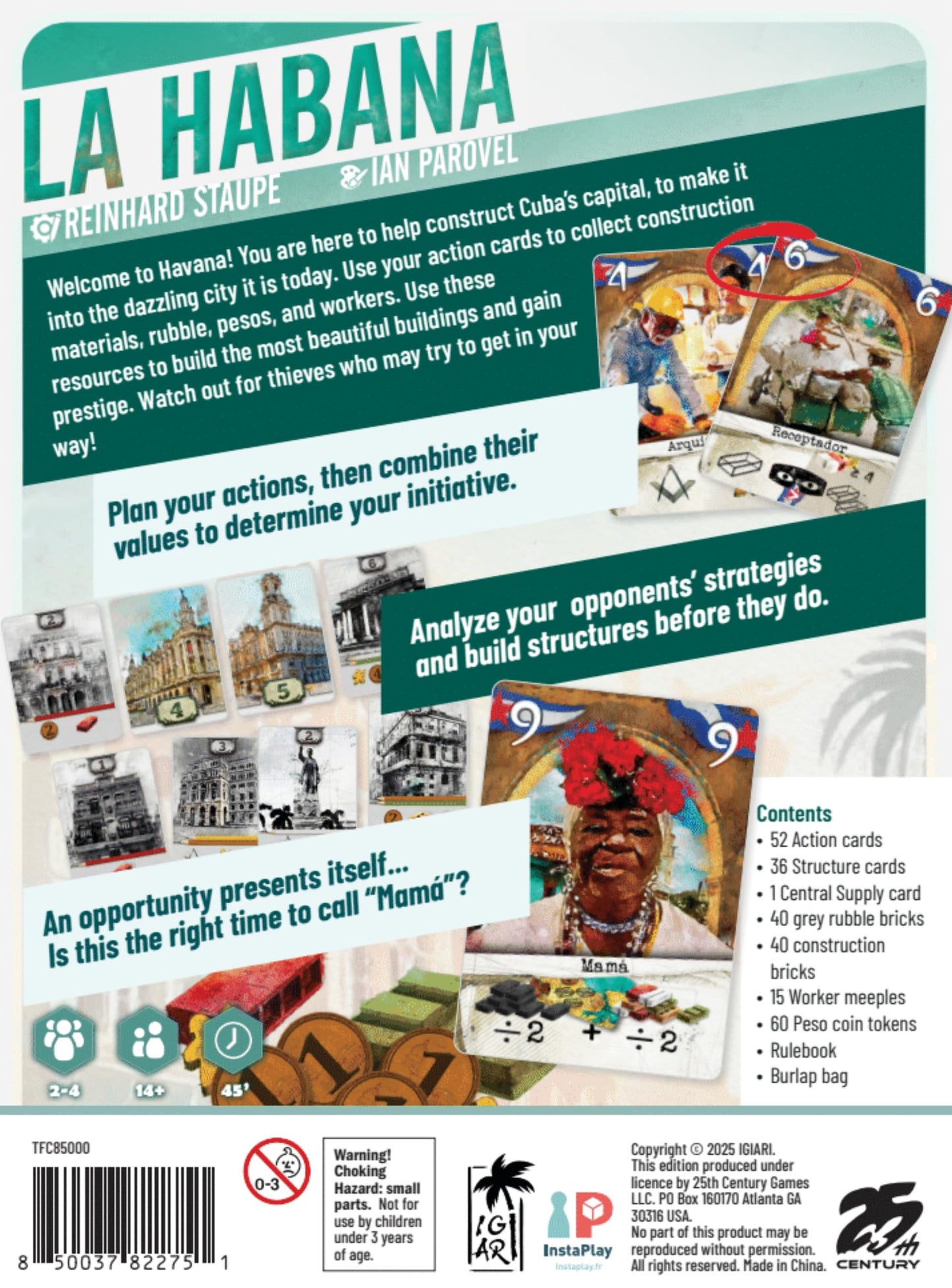 25th Century Games La Habana Card Game, Strategic Card-Driven City Building, 2-4 Players, 45 Min Playtime, Includes Action Cards, Structures
