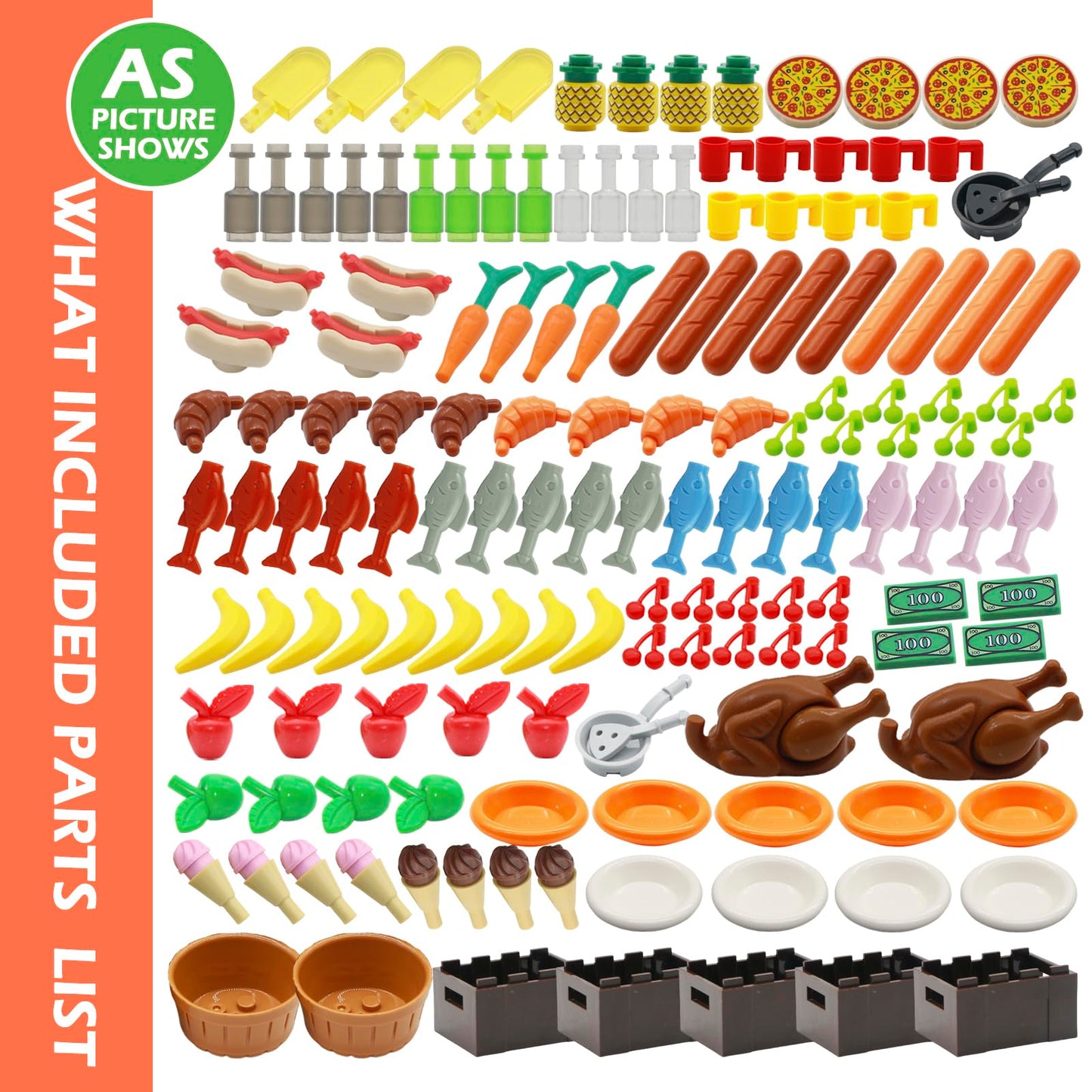 City Food Accessories - Building Block Friends Animals Bricks, People House Kitchen Farm Restaurant MOC Pieces Parts, Classic Party Favors Toys