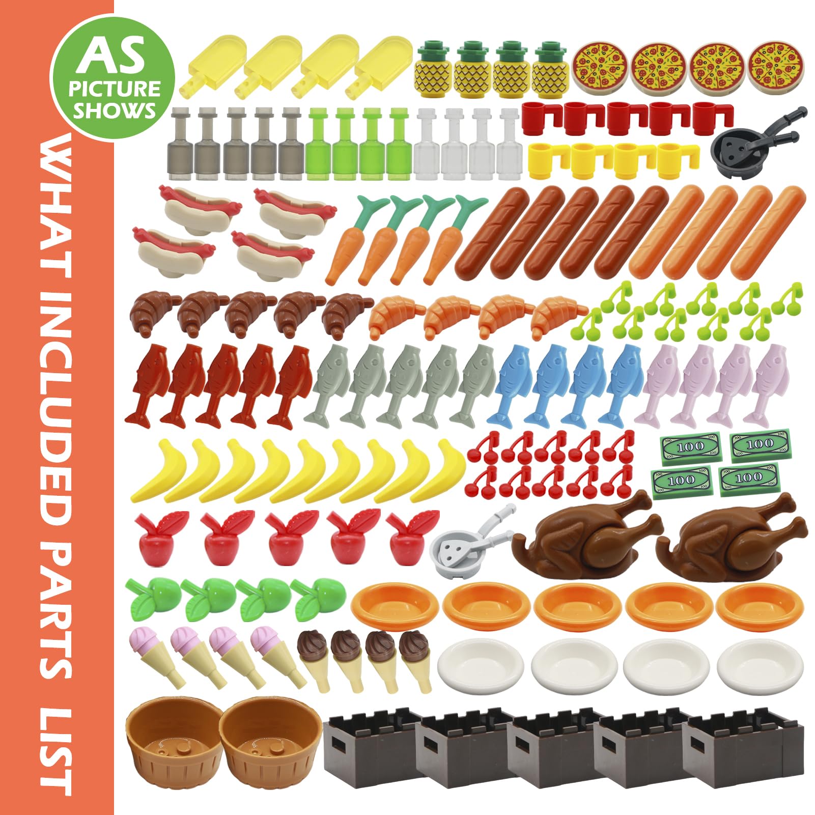 City Food Accessories - Building Block Friends Animals Bricks, People House Kitchen Farm Restaurant MOC Pieces Parts, Classic Party Favors Toys