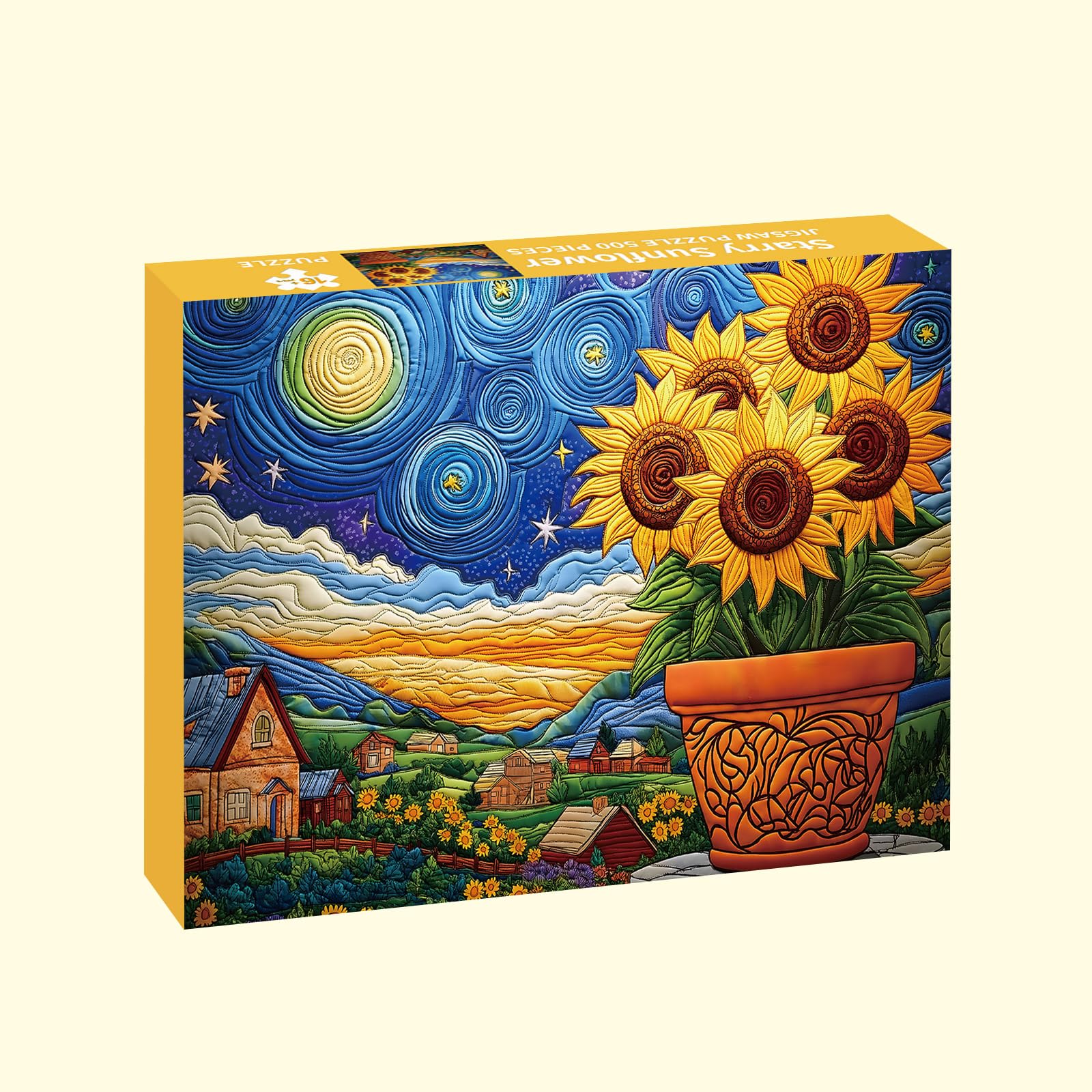 Puzzles for Adults 500 Pieces, Sunflower Puzzle Jigsaw Puzzles 500 Pieces - Starry Sunflower, Impossible Starry Night Puzzle, Finished Size 20.47 *
