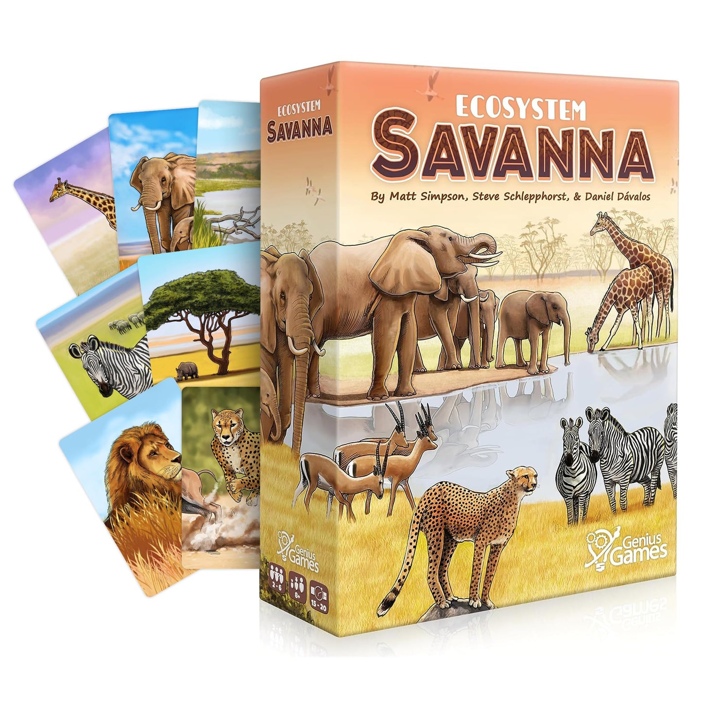 Ecosystem: Savanna - A Family Card Game About Animals on Grassy Woodland of African Savanna - Fun & Educational Ecology Game for Kids & Adults