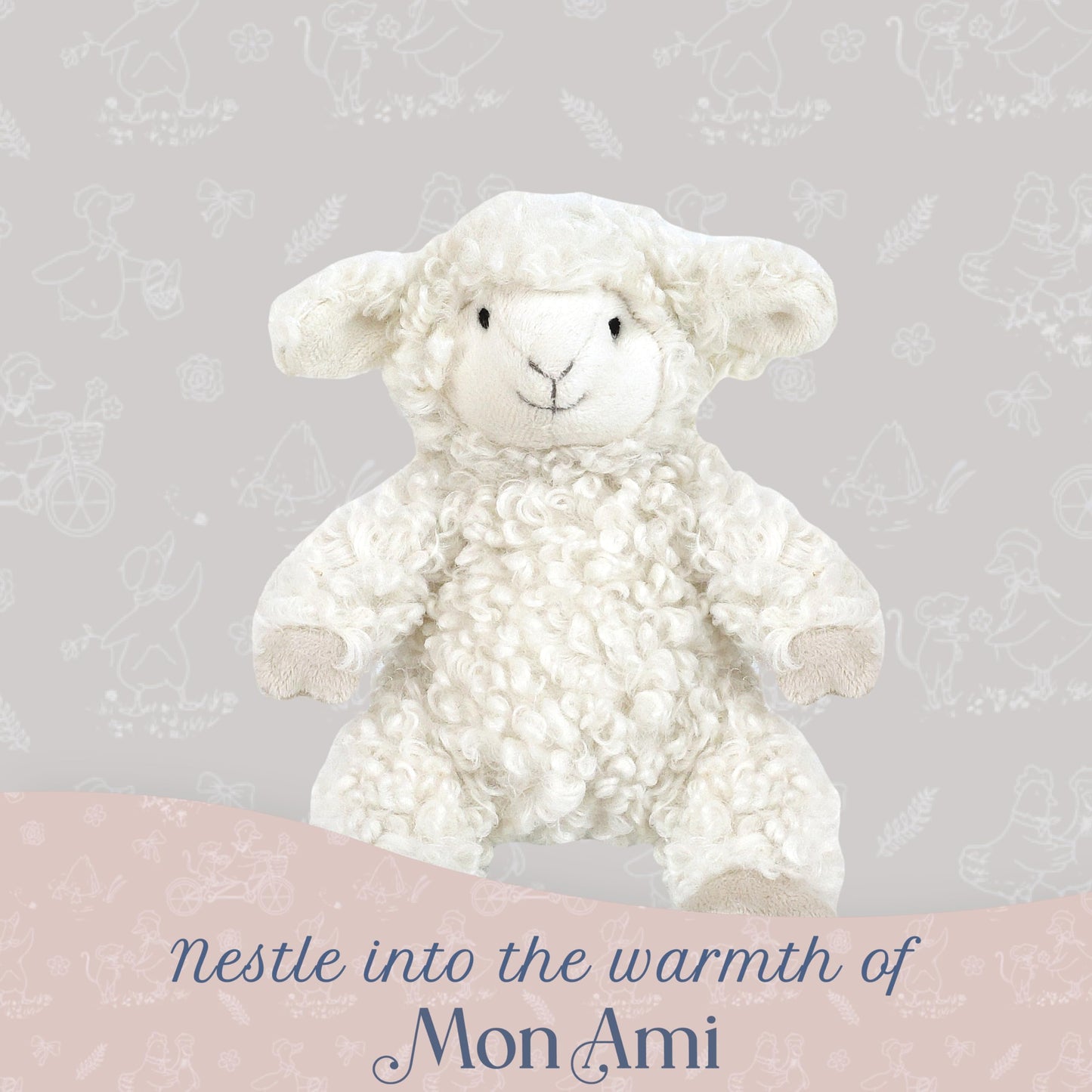 MON AMI Lafayette Lamb 7-Inch Stuffed Animal, Soft Lamb Plush Toy Gift