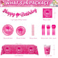 KULUJIA 162-Piece Hot Pink Birthday Tableware Set for 20 Guests
