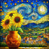 Starry Night Puzzle 1000 Pieces-Moonlit Night, Sunflower Puzzles for Adults 1000 Pieces, Impossible Stained Glass Puzzles for Seniors Family