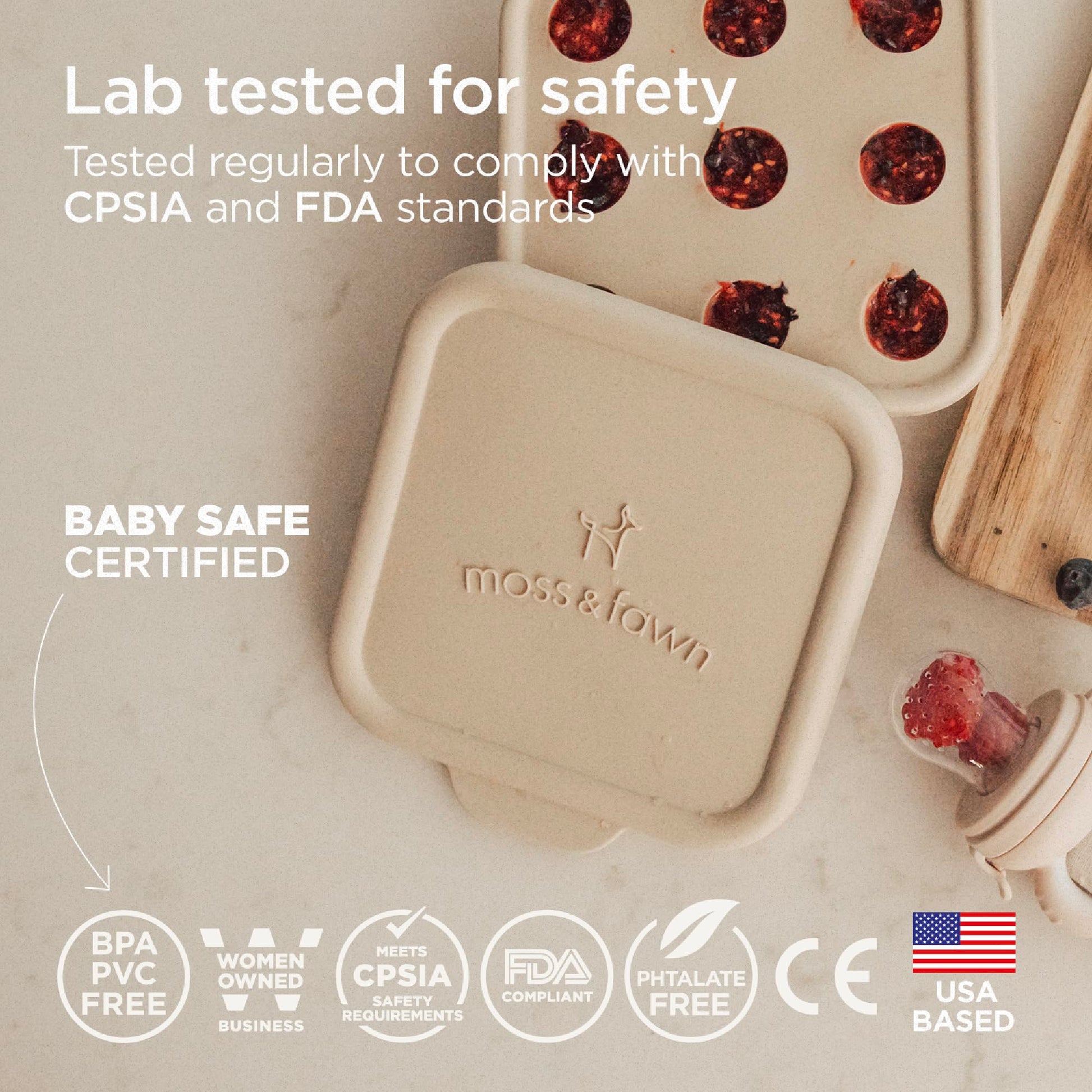Moss and Fawn Baby's First Bites Bundle - Silicone Frozen Breast Milk Popsicle Kit with Forage Feeder & Teething Popsicle Ice Cube Tray - BPA, PVC