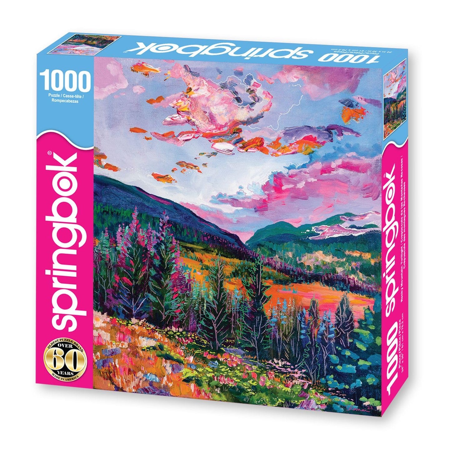 Springbok's Rocky Mountain Twilight 1000 Piece Jigsaw Puzzle Featuring The Impressionistic Painting of The Rockies by Artist Shannon Roman