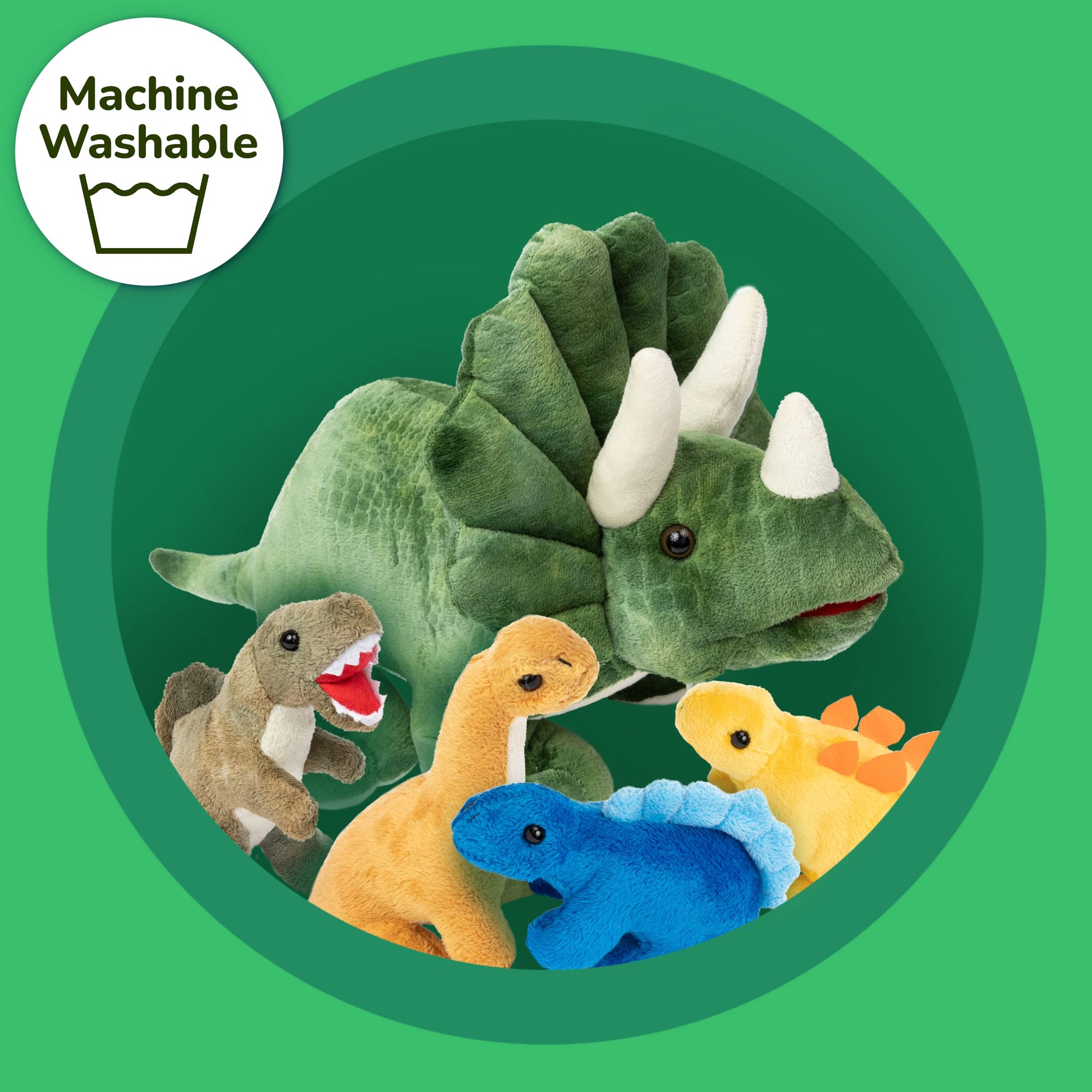 PREXTEX 15-Inch Triceratops Dinosaur Stuffed Animal Set with 4 Dino Plush Toys Inside, Large Zippered Pouch Dinosaur for Boys and Girls, Stuffed