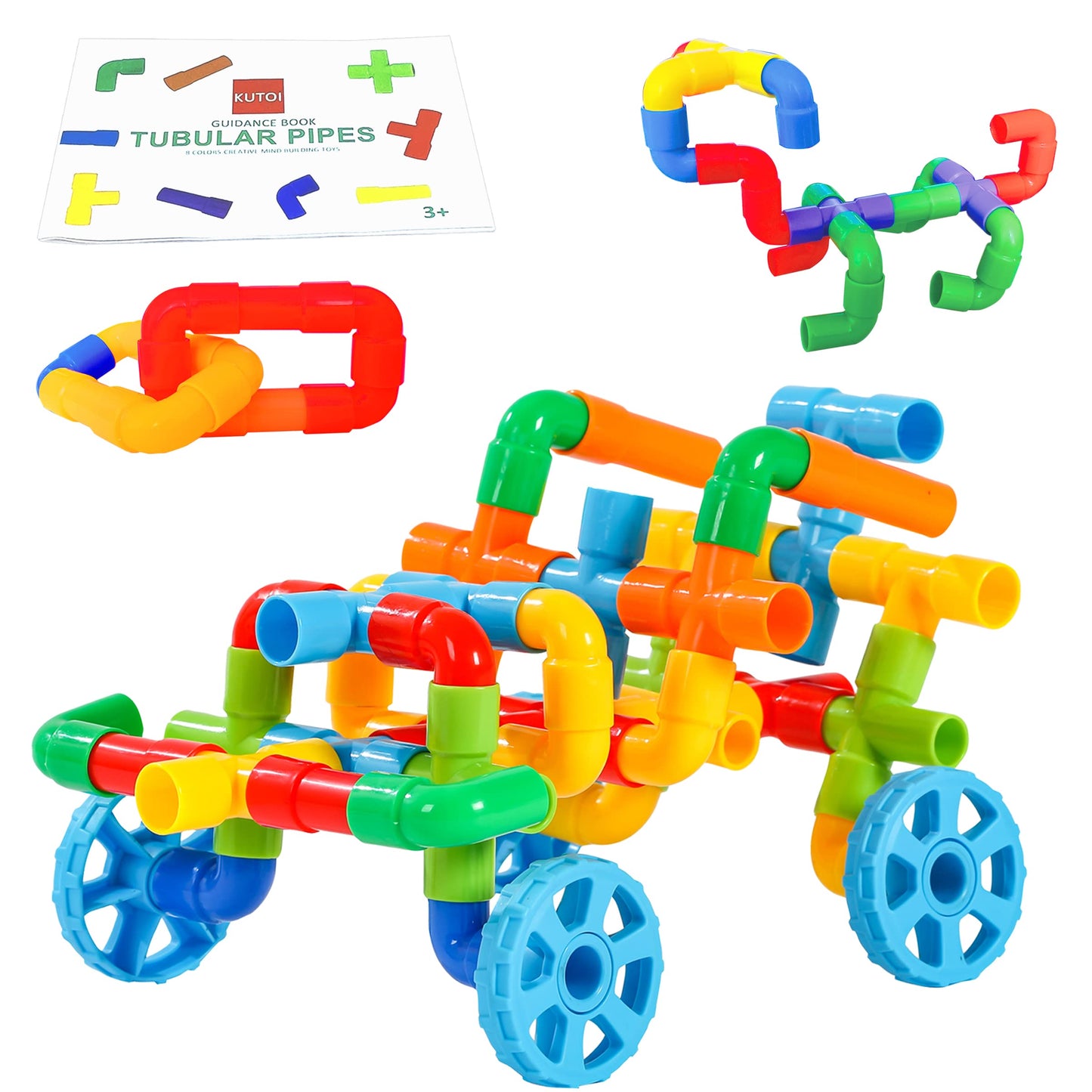 KUTOI Pipe Building Toys, Early Learning Educational Tubular Pipes, Kids Building Blocks, STEM Toys for 3 Year Old + Boys and Girls, 72 Pcs Stim Toy