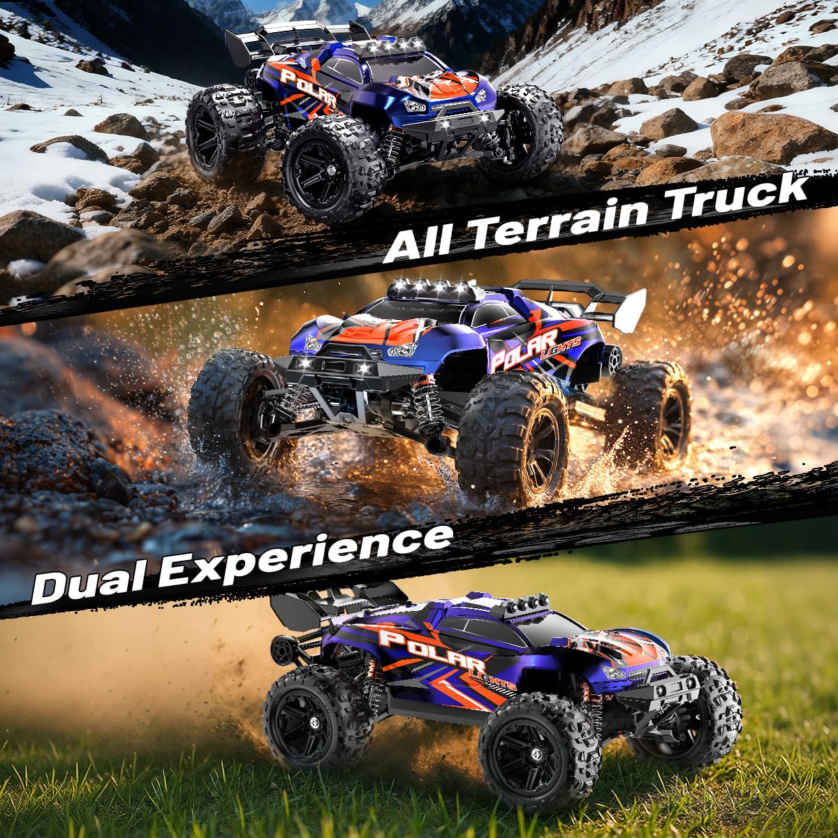 Cirmine RC Cars 1:14 All Terrain Off-Road RC Truck, 4WD Fast Remote Control Car 40+ KPH, 4X4 Waterproof RC Vehicle with 2 Rechargeable 1300 mAh