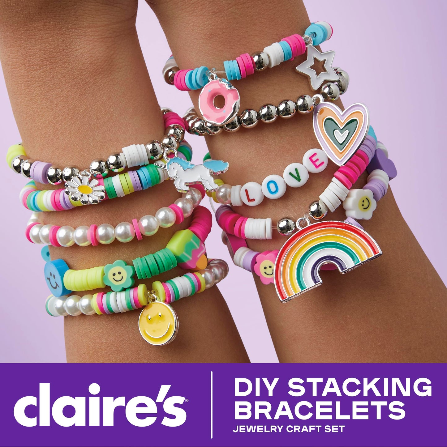 Claire’s DIY Bracelet Kit - 895-Piece Jewelry Making Supplies Set| Clay Heishi Beads, Alphabet, Charms, String| Friendship Bracelet Kit for Girls|