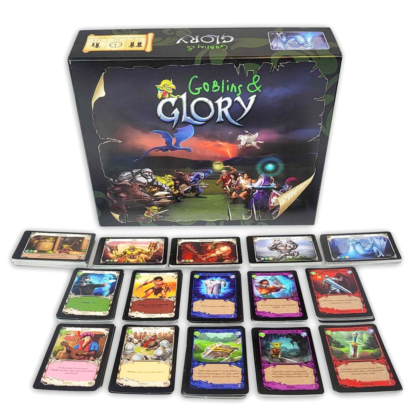 Goblins & Glory Strategy Board Game - Fantasy Deck Building Adventure with Heroes, Monsters & Quests - Fun Card Game for Adults & Teens, Ages 14+, 3-5