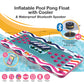 Inspired Living Inflatable Pool Pong Float with Bluetooth 5 IPX7 Waterproof Speaker, Cup Holders, Integrated Cooler, Floating Pool Game Table