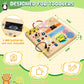MoKo Montessori Busy Board Toys for 3+ Years Old Wooden Sensory Toys Board with LED Light Up Switch, Locks, Zippers, Music Boxes Learning Educational