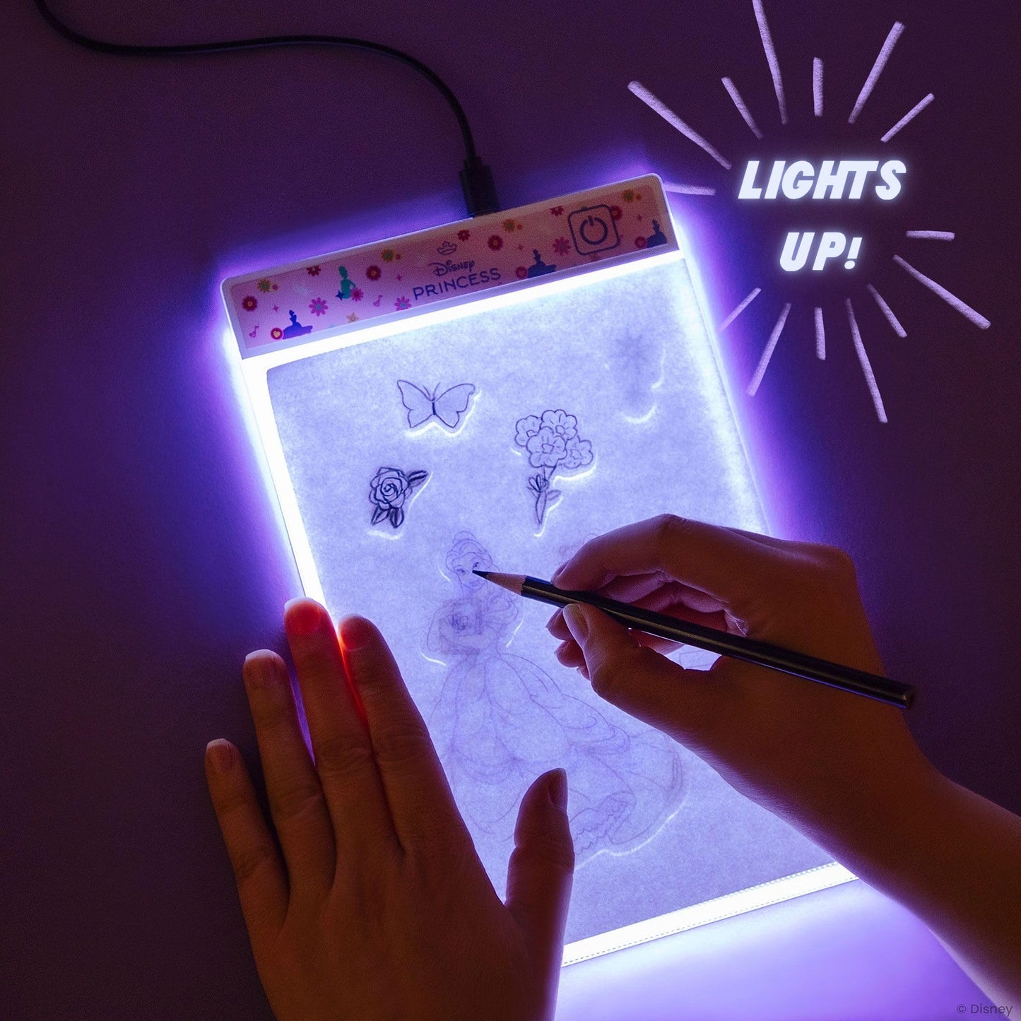 Fashion Angels Disney Princess Light Up Sketchpad Kids Design Kit