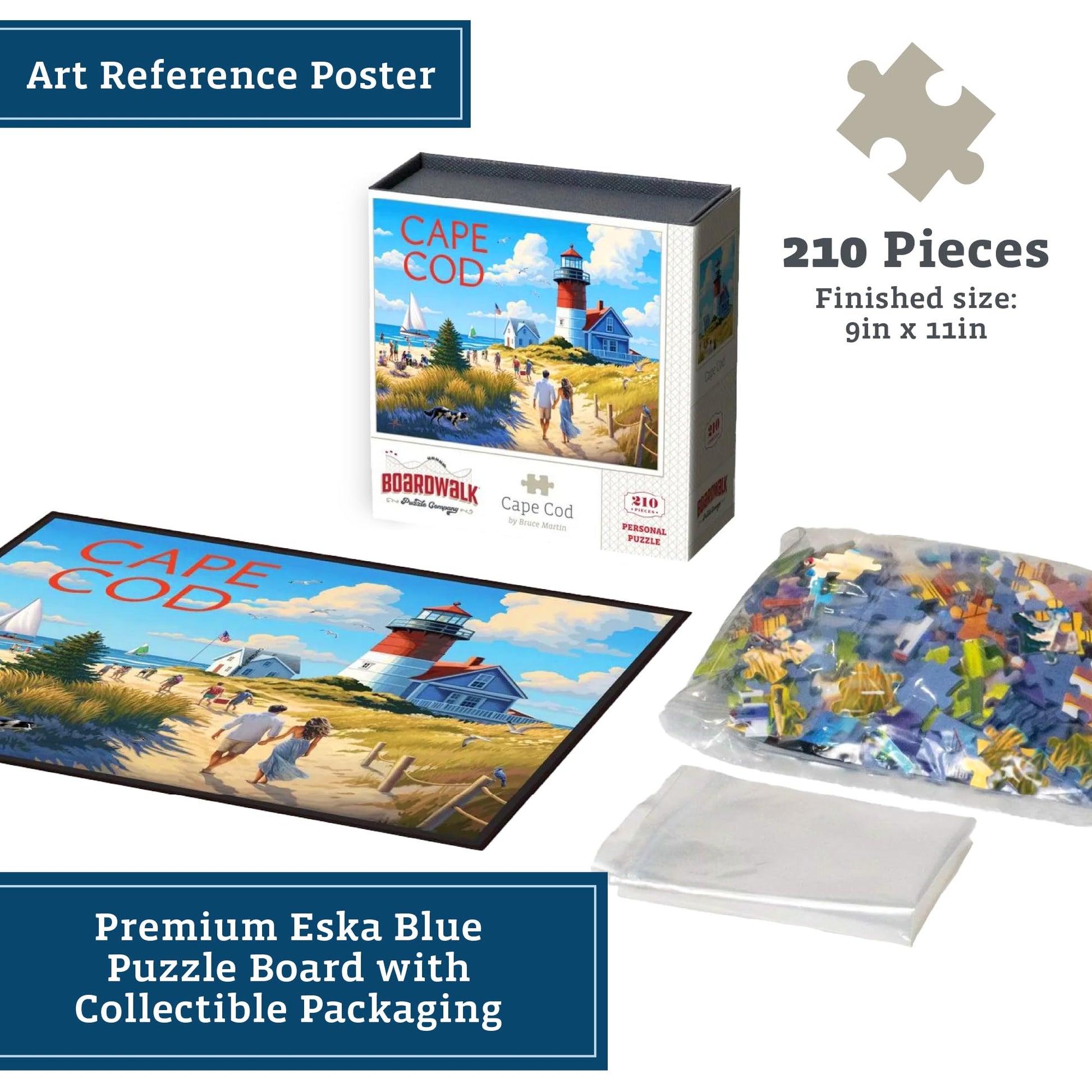 Boardwalk Cape Cod 210 Piece Personal Puzzle, Jigsaw Puzzles with Premium Box, Massachusetts Gifts for Adults, 6"x8"