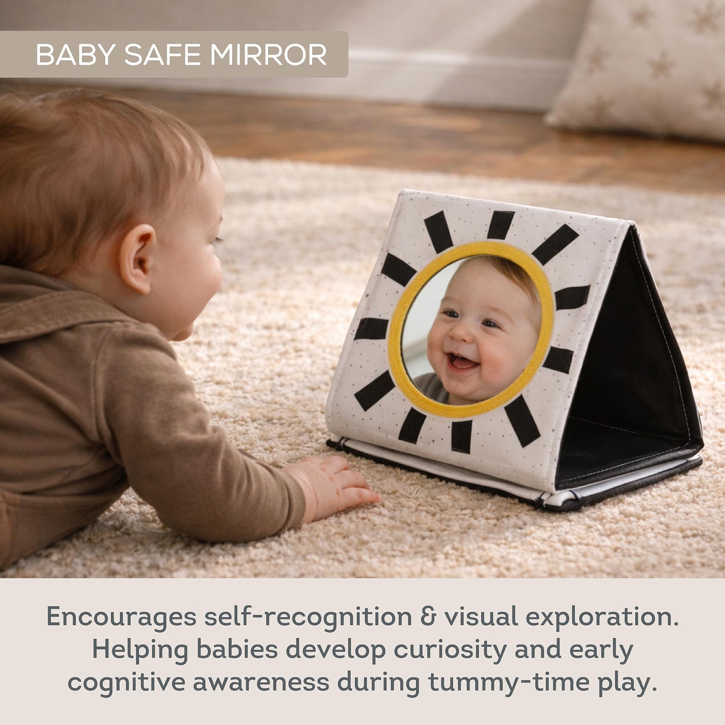 Taf Toys Newborn Soft Activity Book Black & White High Contrast Baby Book Infant Sensory Toys Tummy Time Soft Cloth Books for Babies Textured Fabric