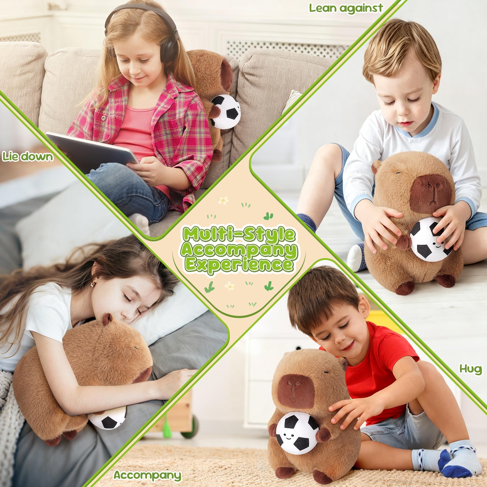 Achwishap 11 Inches Brown Capybara Plush Stuffed Animal with Soccer Ball