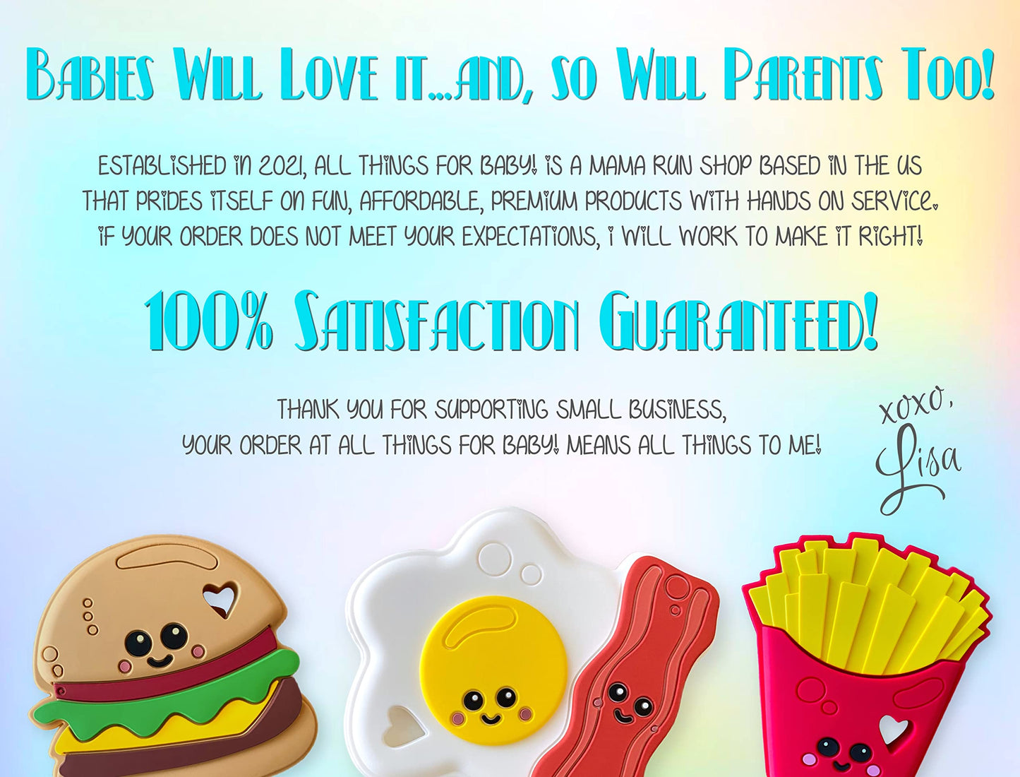 Happy French Fries Silicone Teething Toy! 100% Safe, Non-Toxic, BPA Free and Effective for Teething Pain Relief...Happy Fries Designed for a Happy