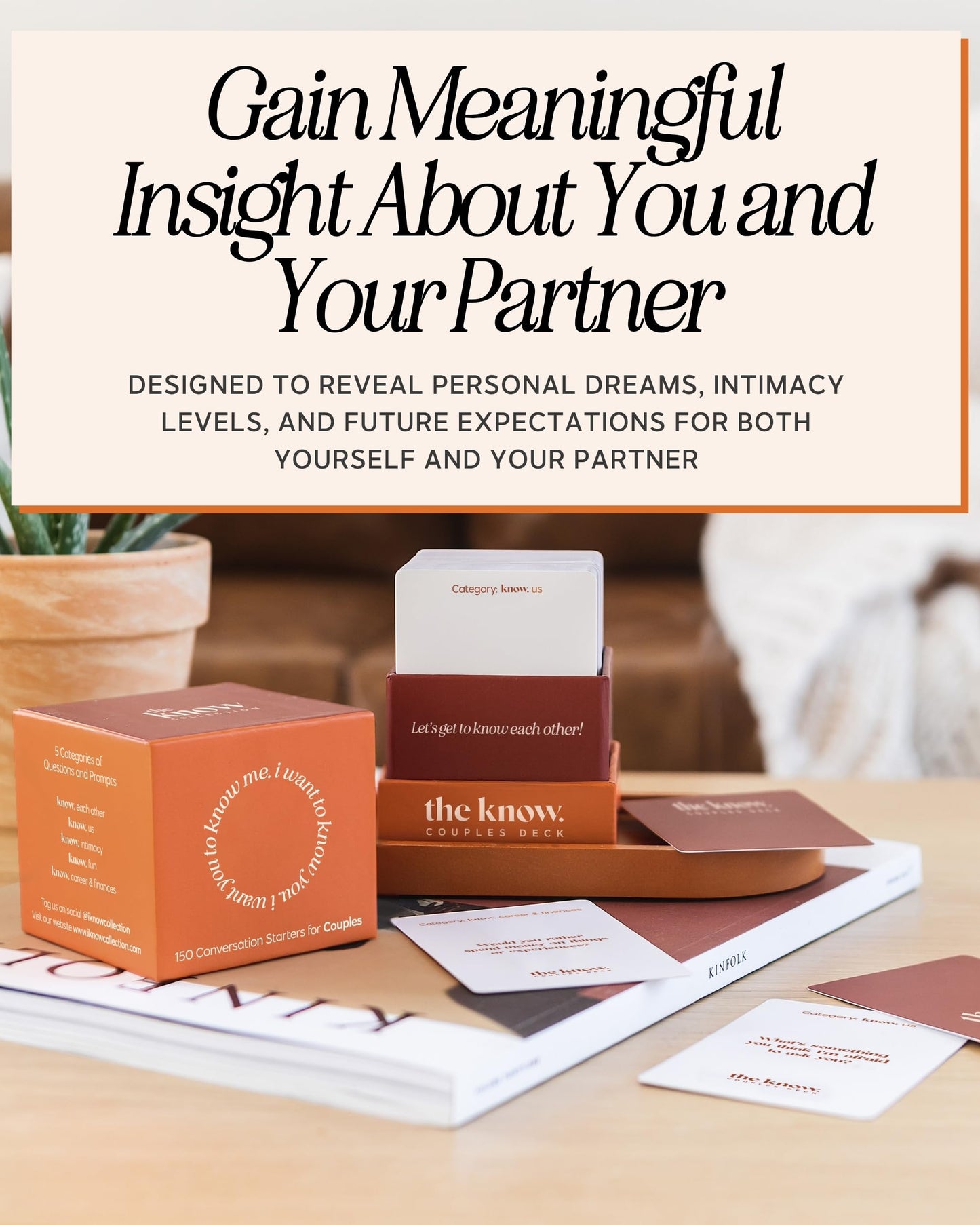 The Know Collection Couples Deck, 150 Thoughtful Conversation Starters and Questions for Date Night, Fun Card Game for Couples, Anniversary