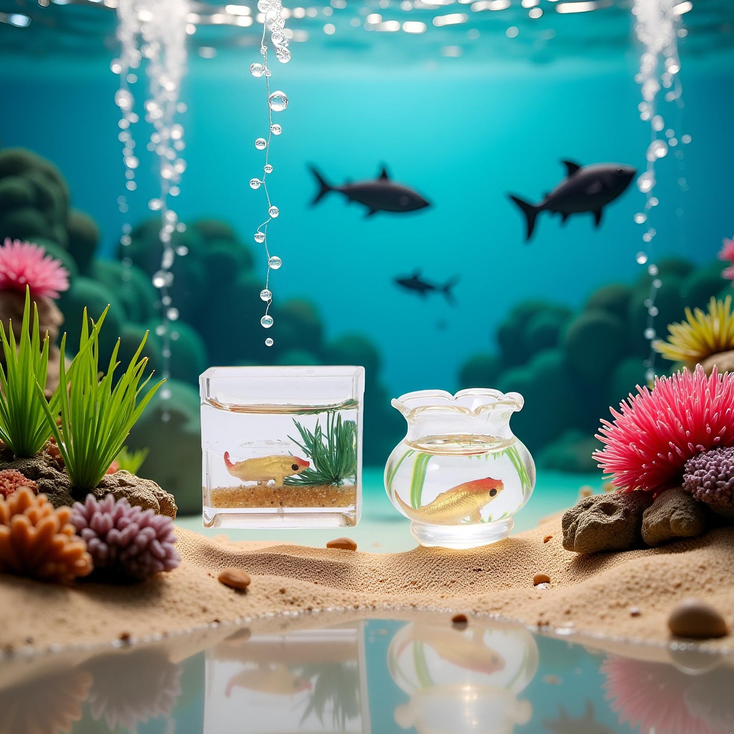 2Pcs 1/12 Scale Accessories Dollhouses Fish Tank?1: 12 Scale Miniature Fish Bowl Miniature Dollhouse Accessories for Garden Scene Decor Desktop