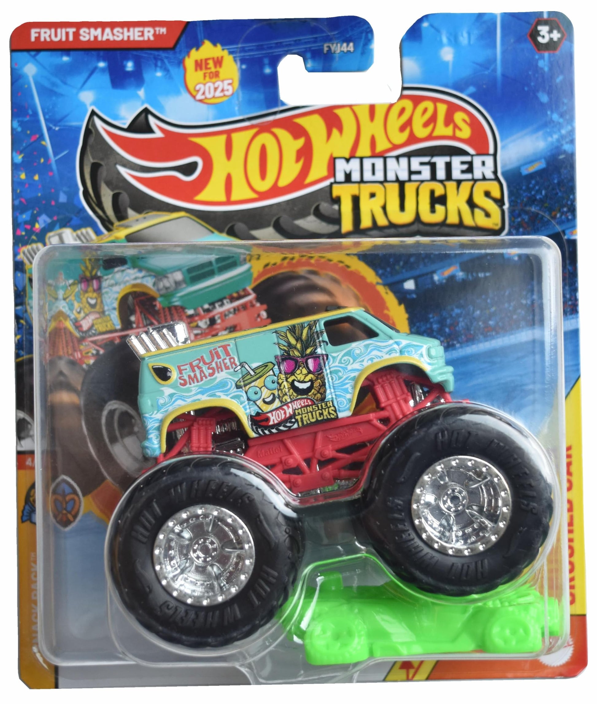 Hot Wheels Monster Trucks Fruit Smasher, Snack Pack 4/5 Includes Crushed Car