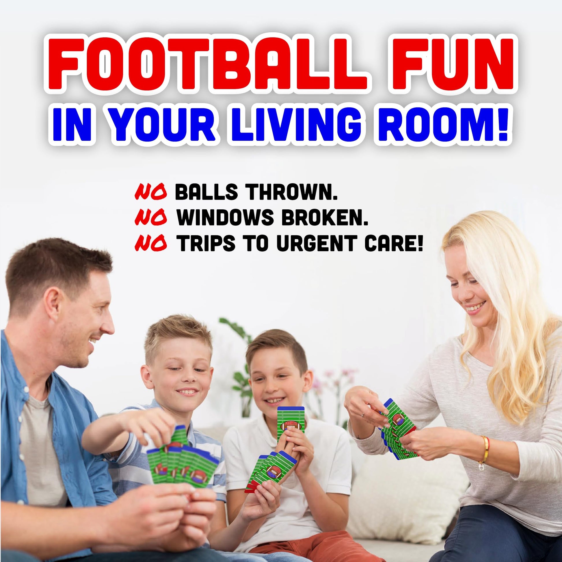 Fourth Down Football Card Game for Kids & Families | Fast-Paced Sports Game for Kids 8-12 | Birthday Gift for Boys, Travel Game | Illustrated Football